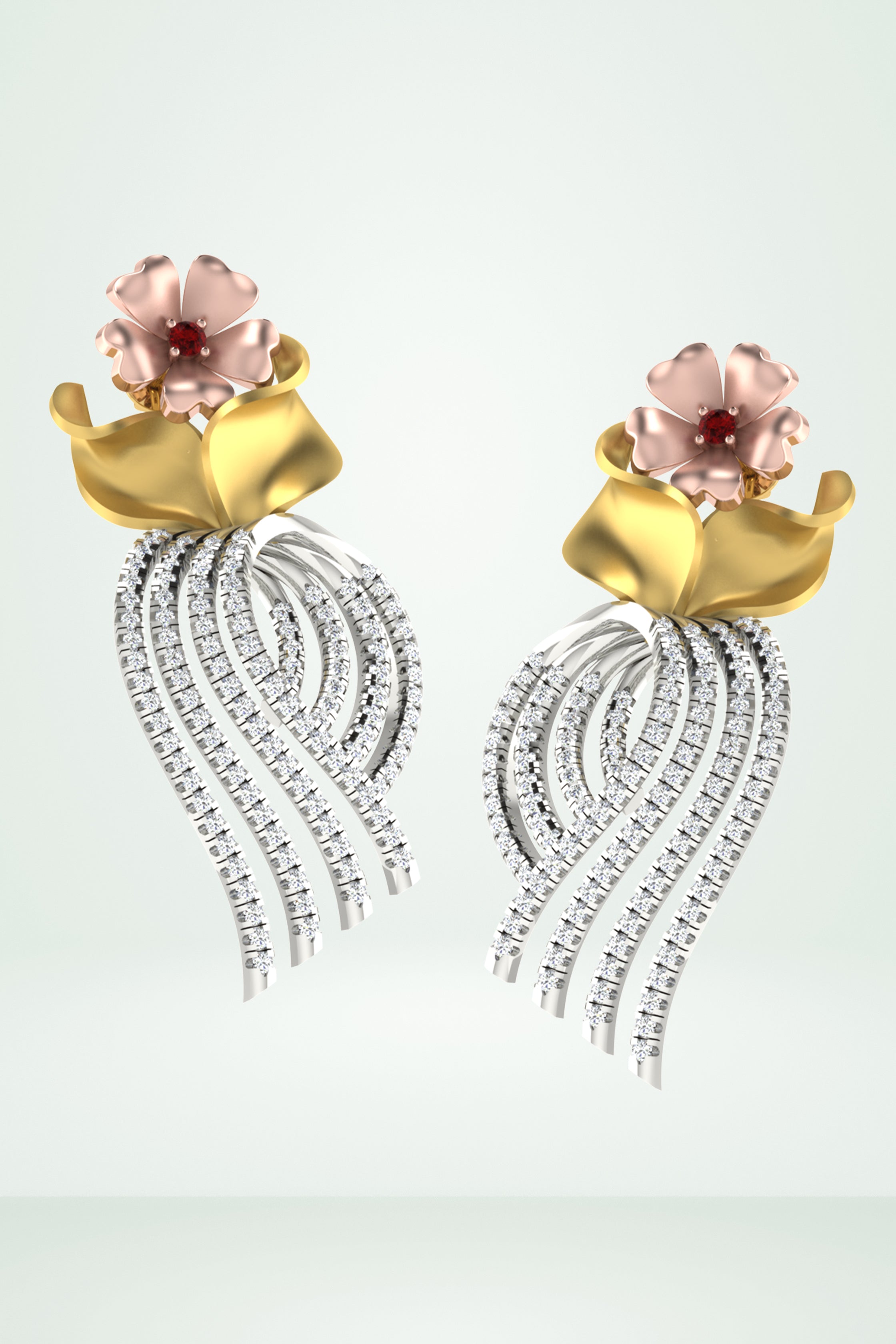 Riaagh Royal Flower Diamond Basket Tassel Earring