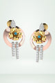 Gold Floral Drop Earring With Diamond Tassels