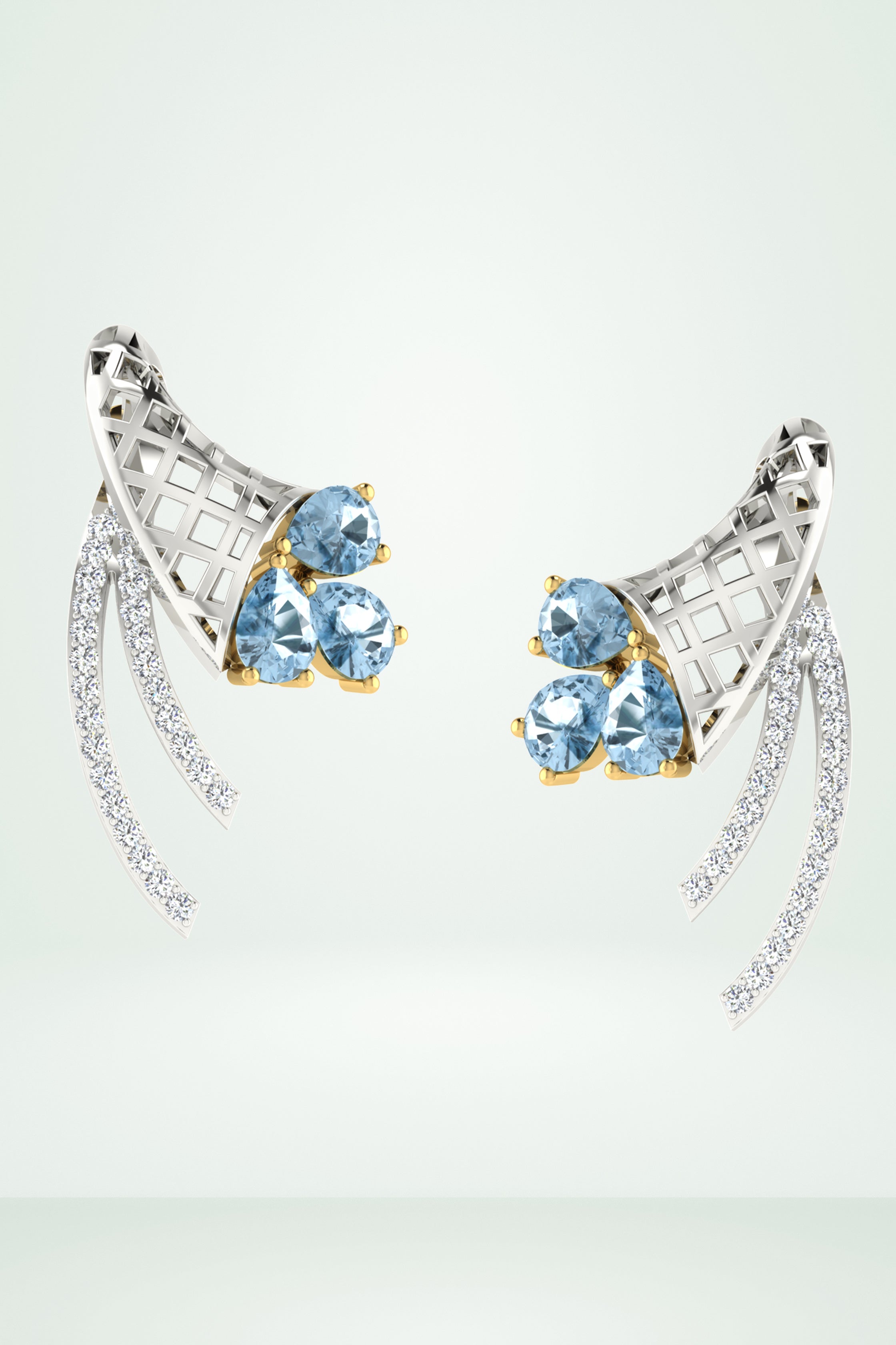 Riaagh Blue Gemstone Cluster And Swirl Earring