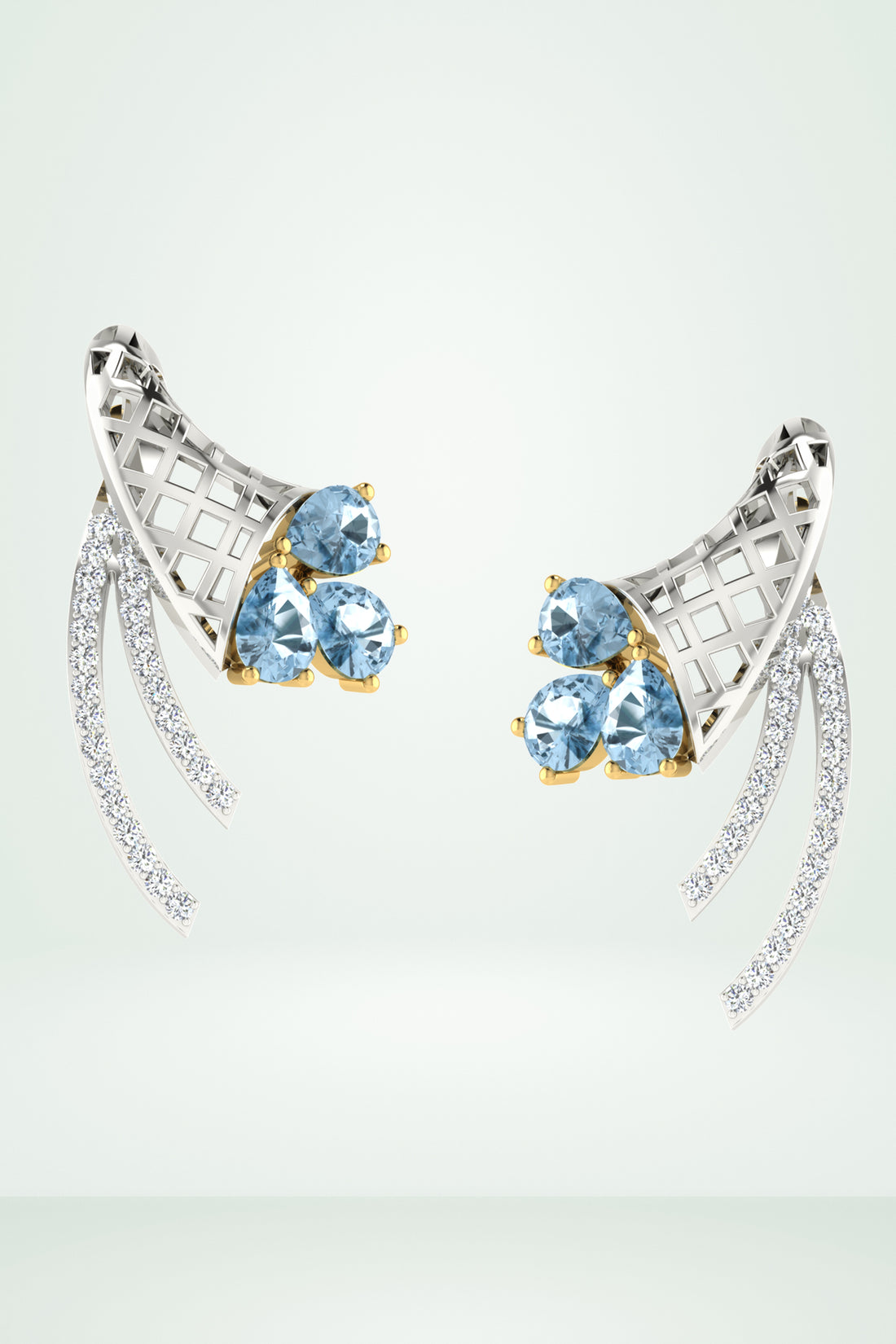 Riaagh Blue Gemstone Cluster And Swirl Earring