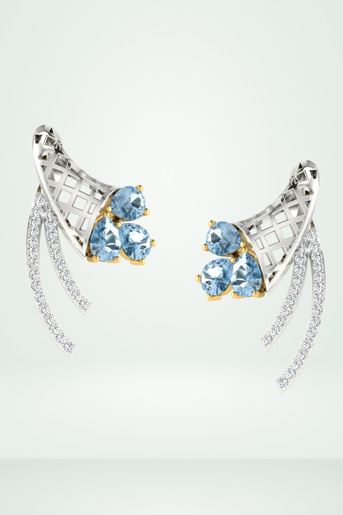 Blue Gemstone Cluster And Swirl Earring