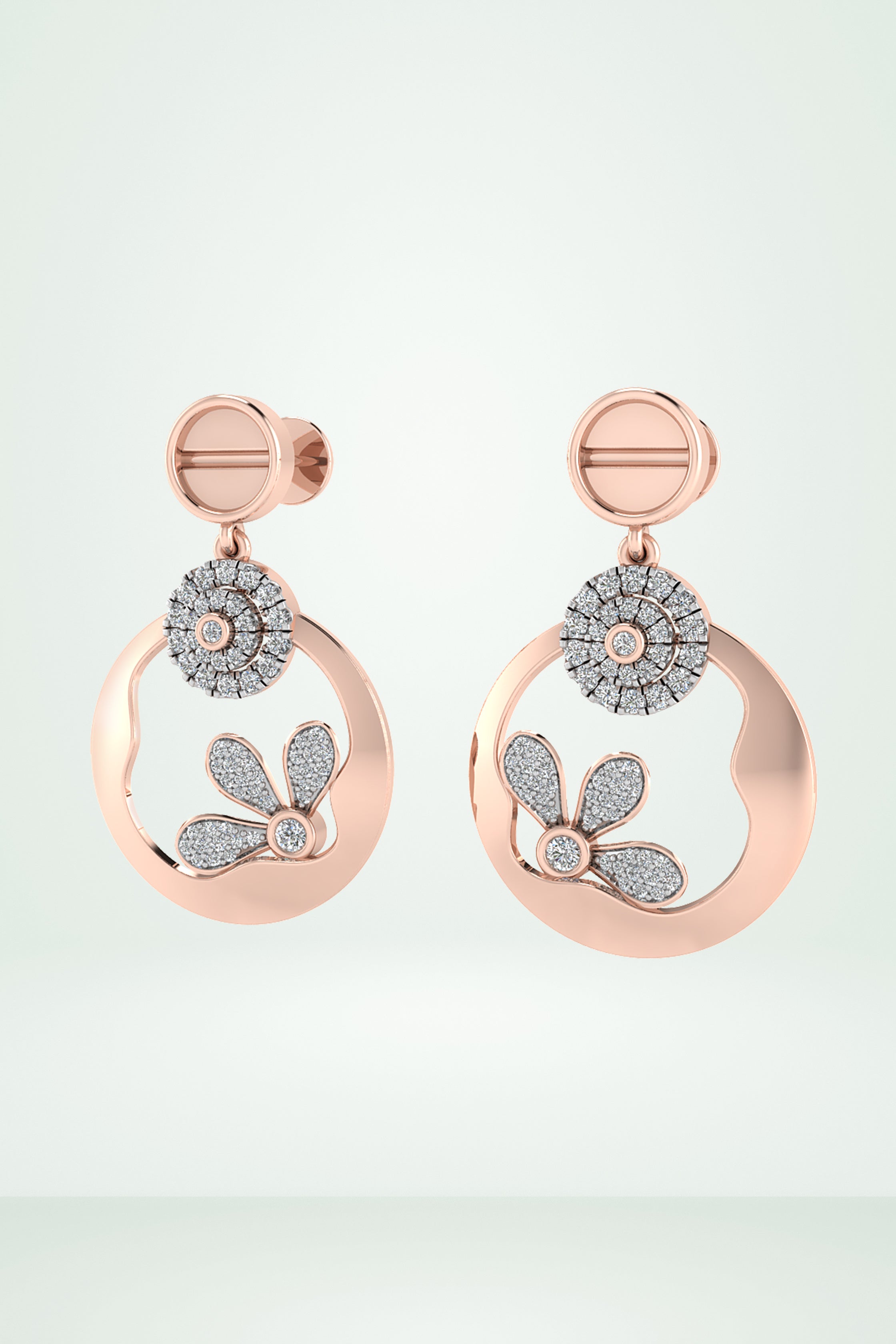 Flower Cutout Circle Earring