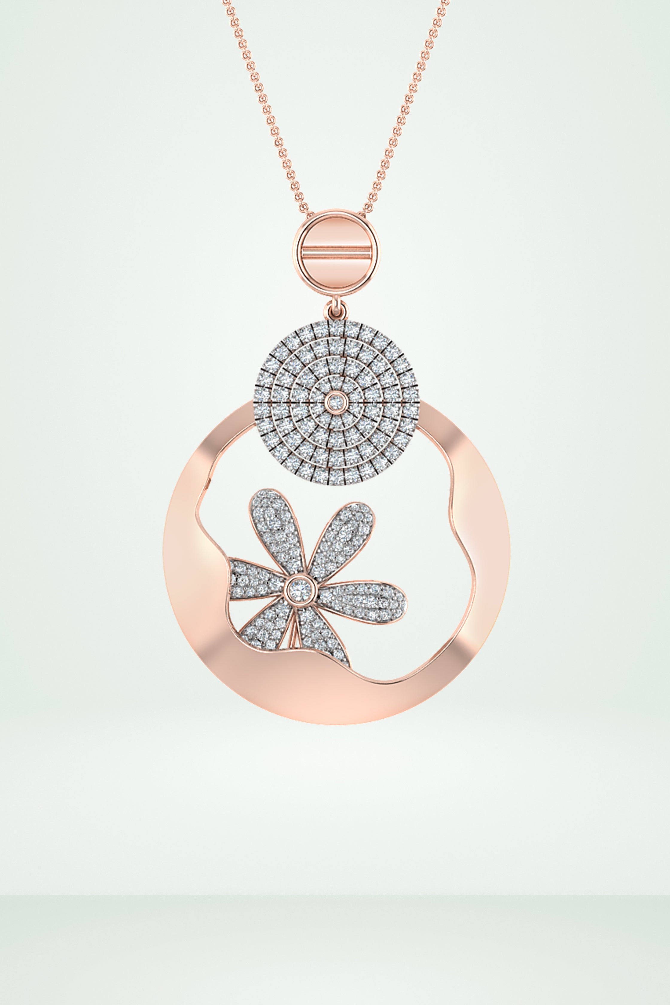 Flower Cutout Circle Pendant