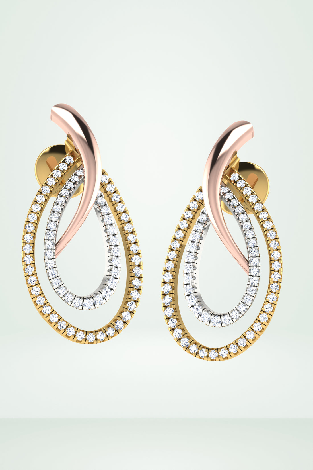 Riaagh Dual-Tone Pave Diamond Teardrop Earring