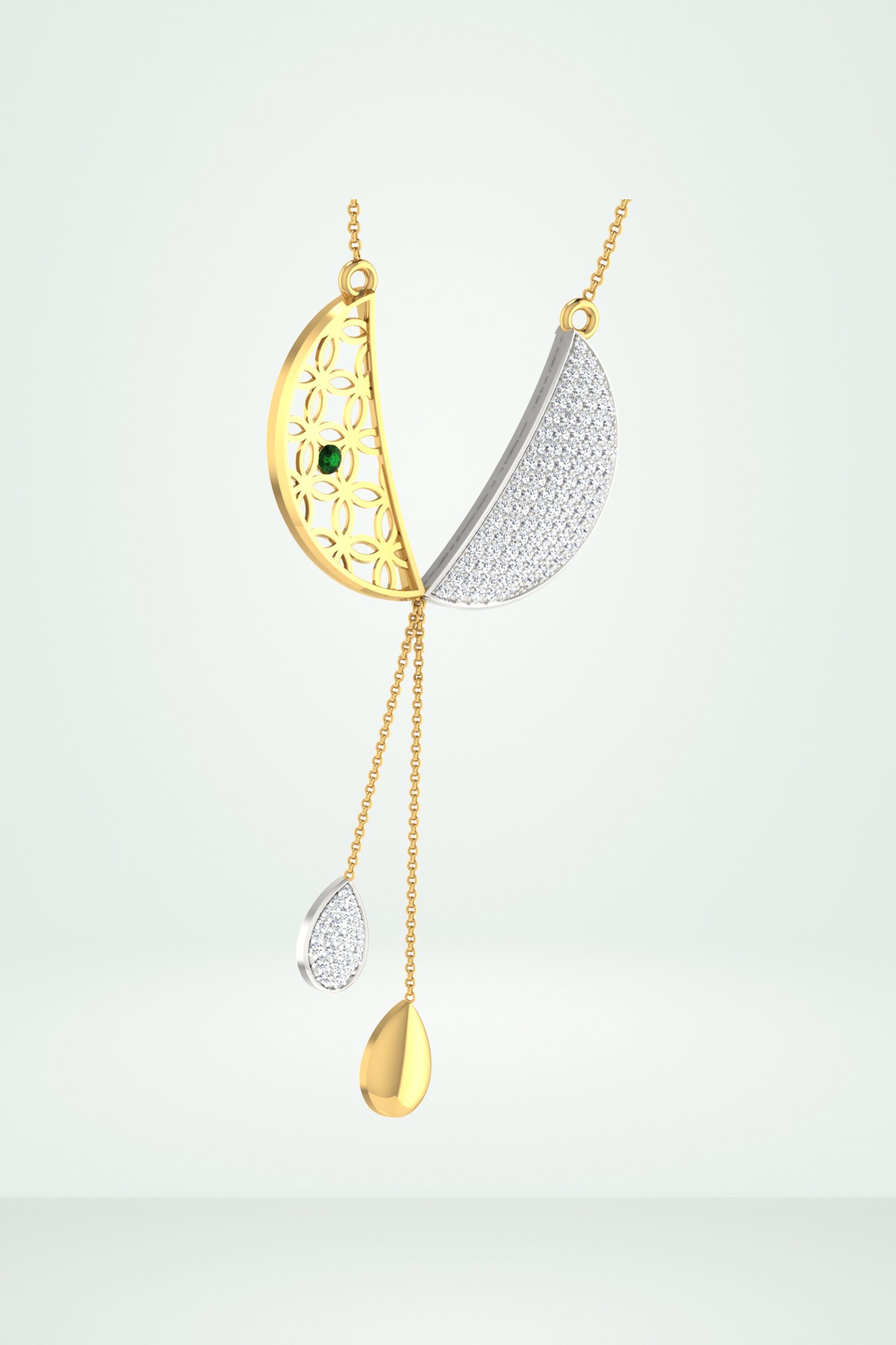 Pave Diamond Chain Drop Pendant