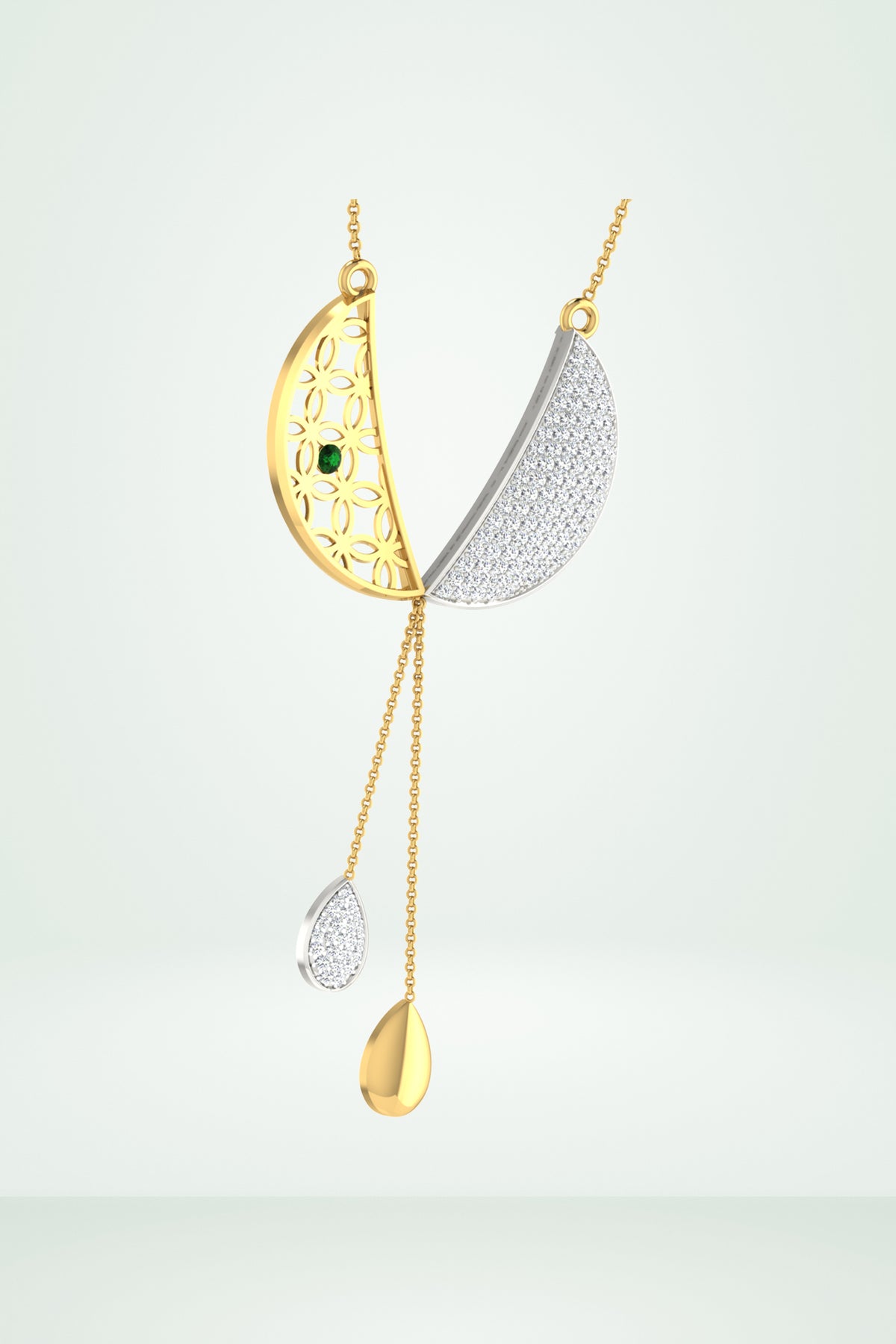 Pave Diamond Chain Drop Pendant