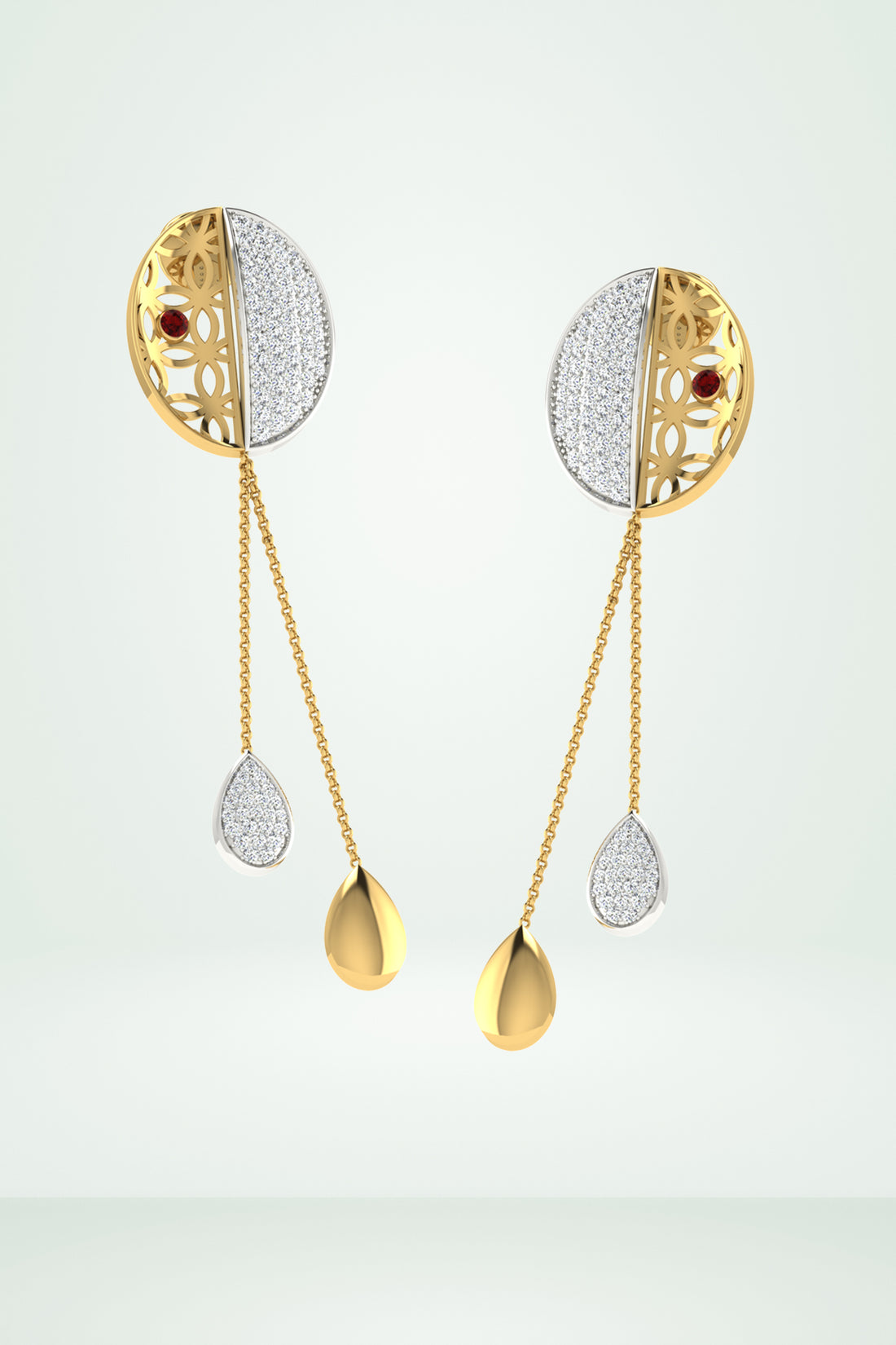 Pave Diamond Chain Drop Earring