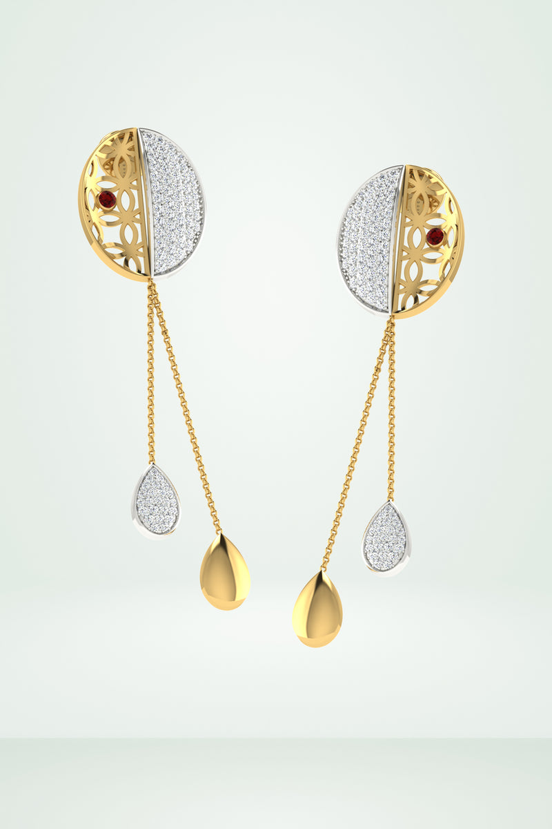 Pave Diamond Chain Drop Earring