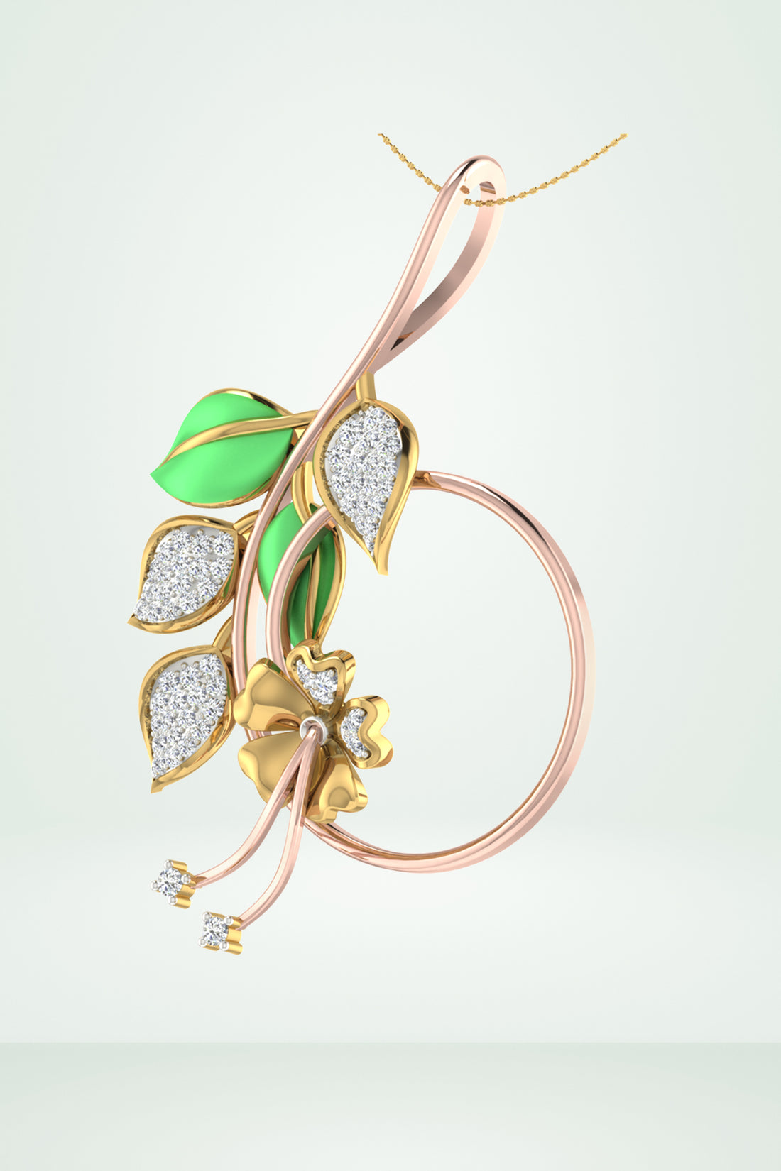 Enamel Green Leaf Drop Pendant