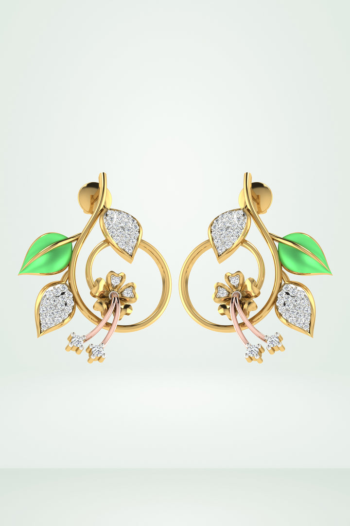 Riaagh Enamel Green Leaf Drop Earring