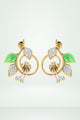 Enamel Green Leaf Drop Earring