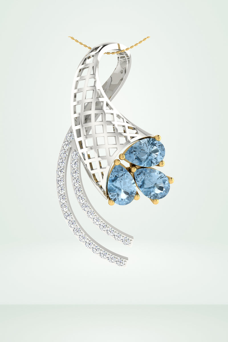 Blue Gemstone Cluster And Swirl Pendant