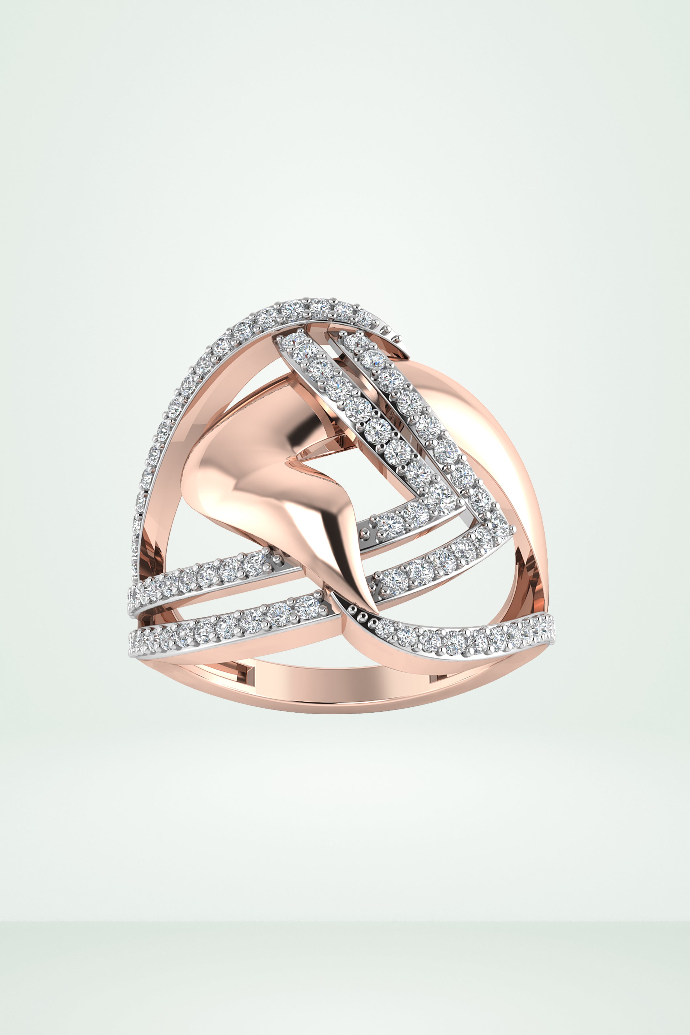 Intertwined Diamond Trinity Knot Ring