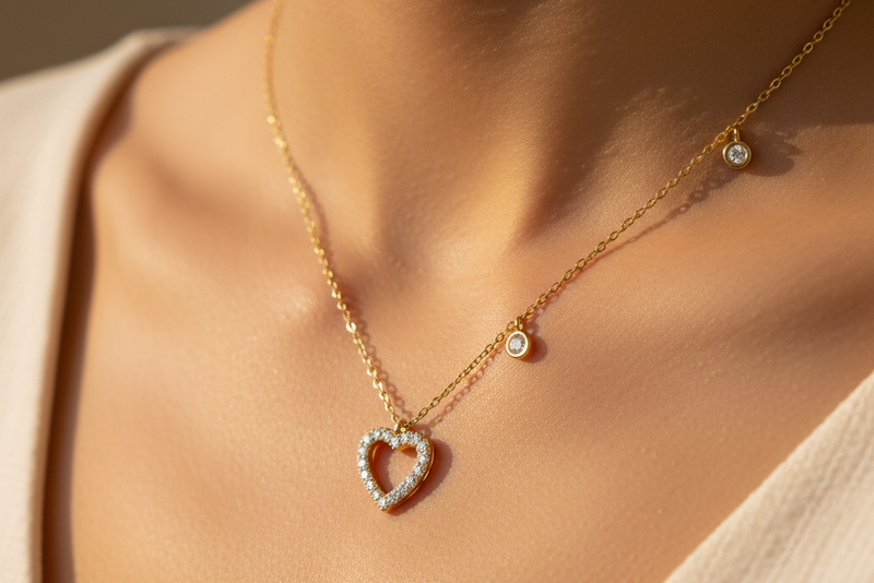 Romantic Heart Charm Layering Necklace