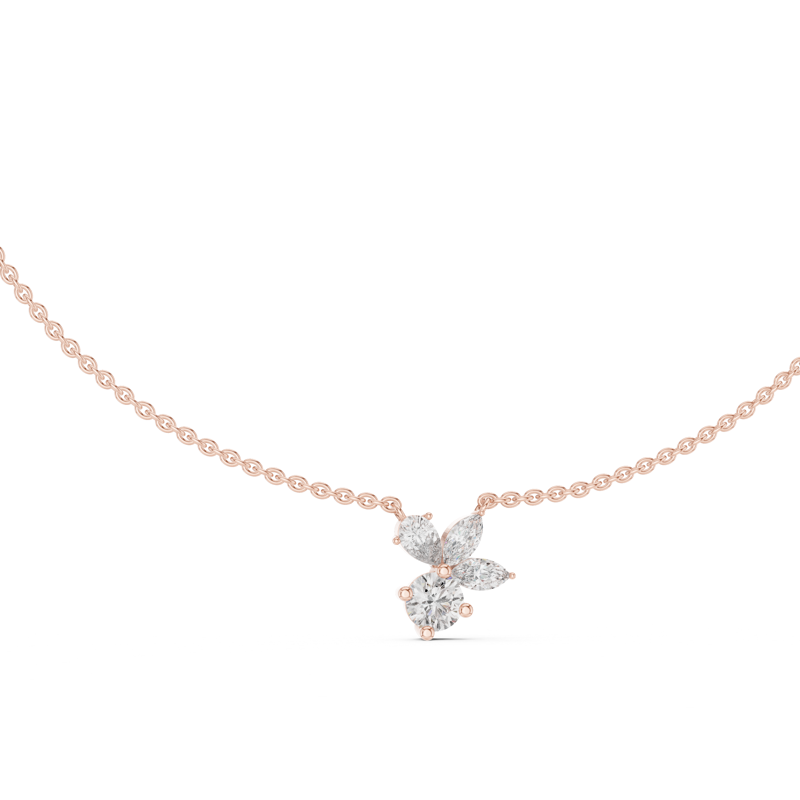 Petal Cluster Dainty Diamond Necklace