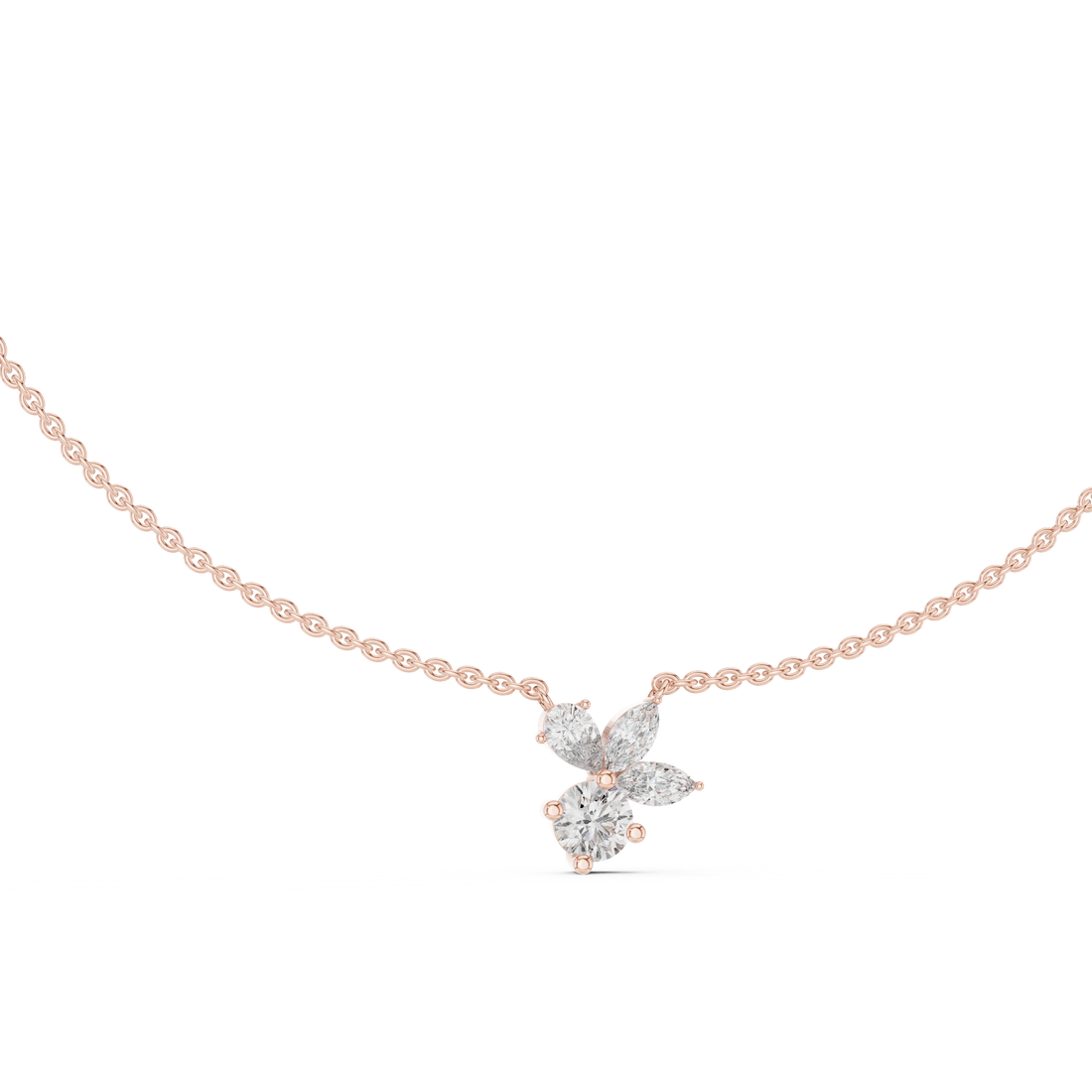 Petal Cluster Dainty Diamond Necklace