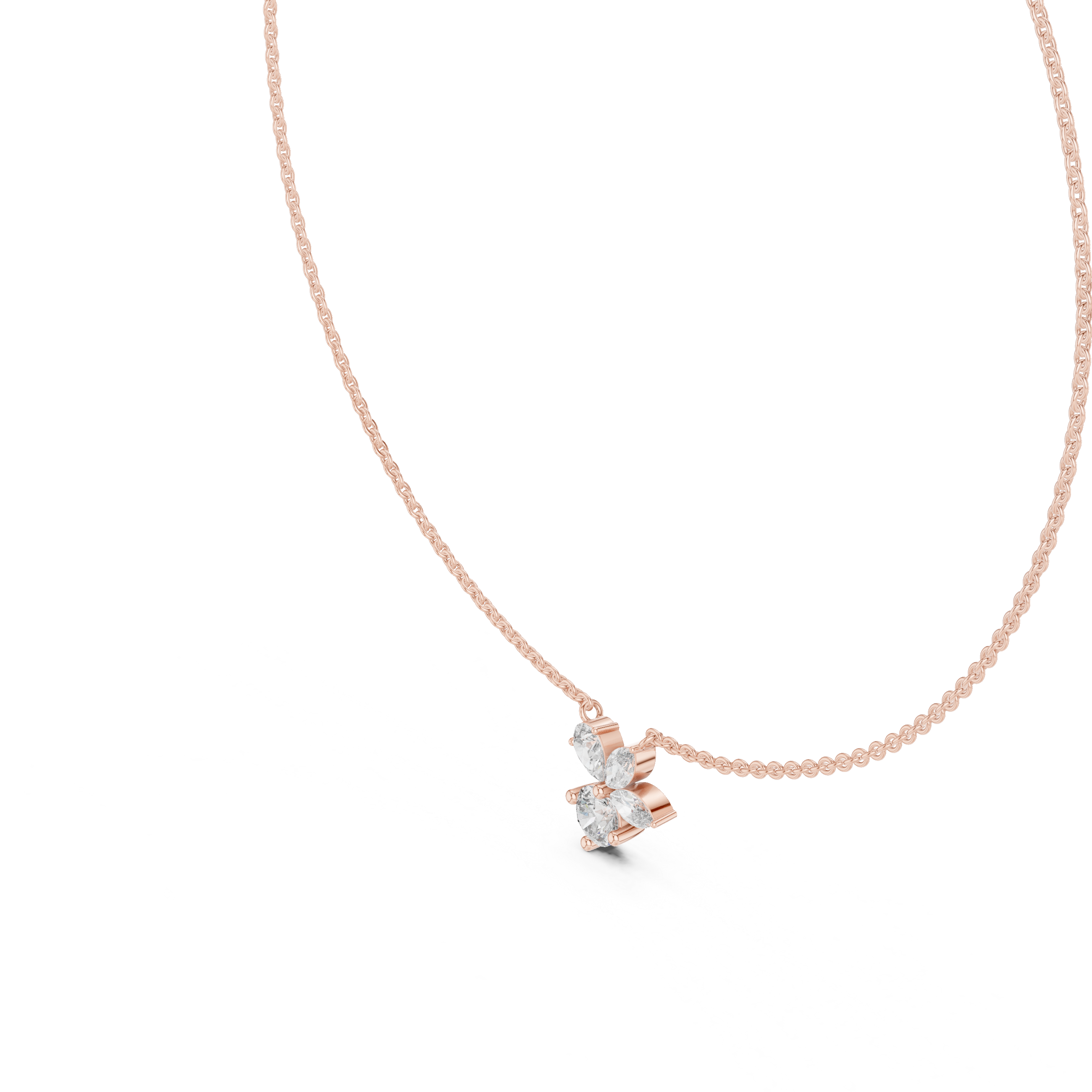 Petal Cluster Dainty Diamond Necklace