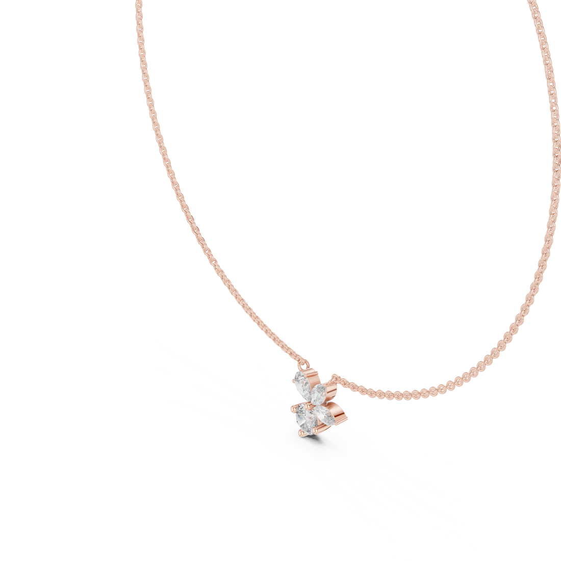 Petal Cluster Dainty Diamond Necklace