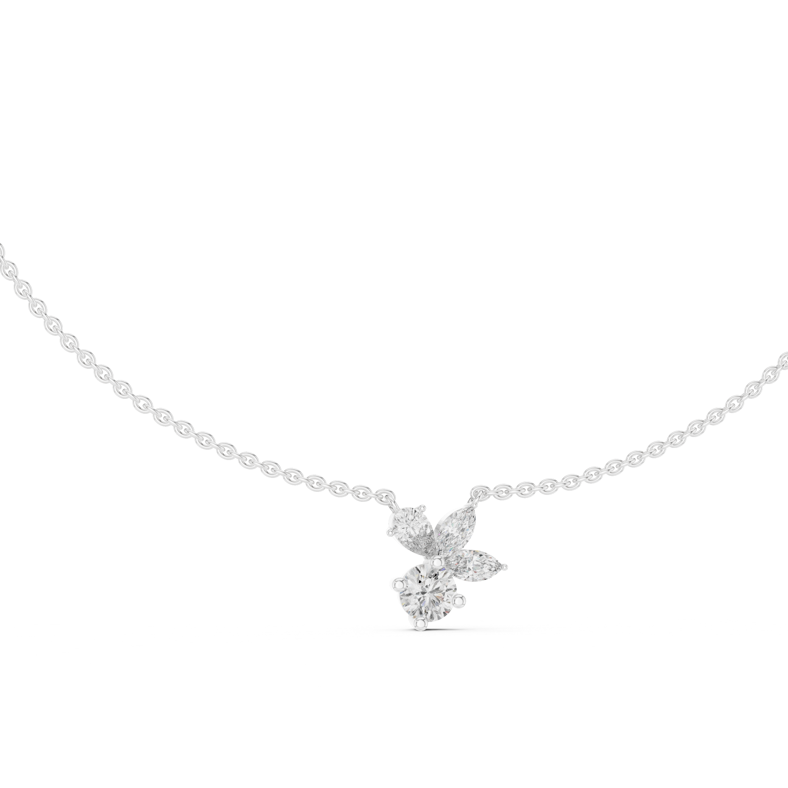 Petal Cluster Dainty Diamond Necklace