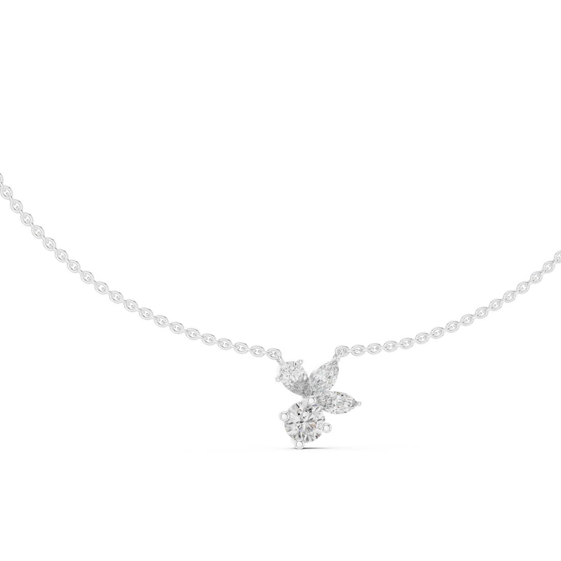 Petal Cluster Dainty Diamond Necklace