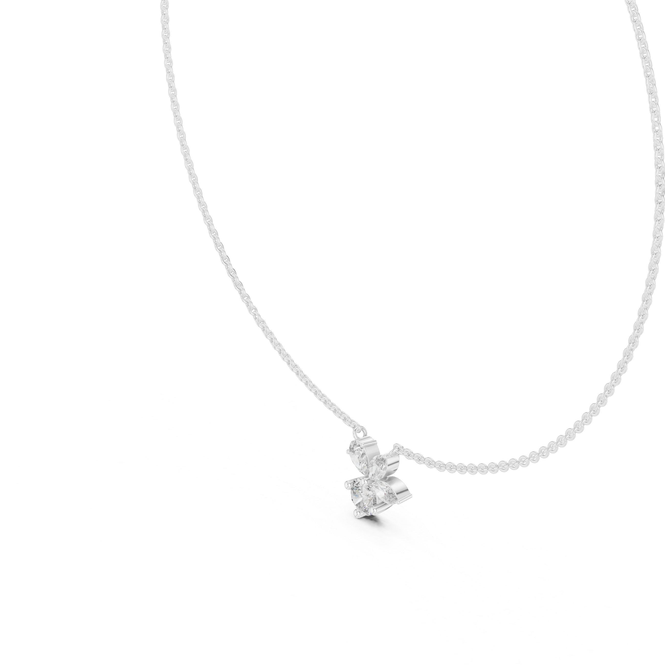 Petal Cluster Dainty Diamond Necklace