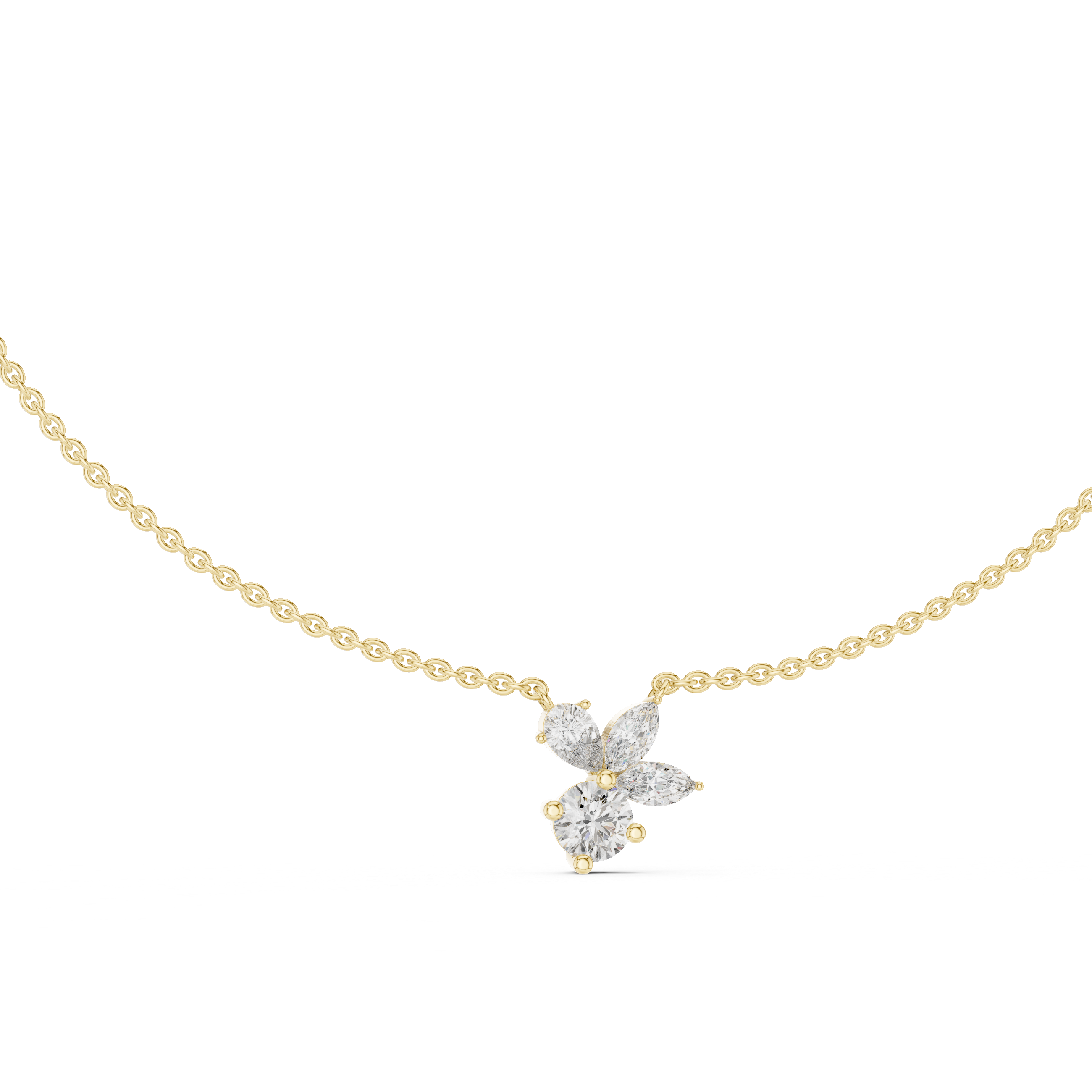 Petal Cluster Dainty Diamond Necklace