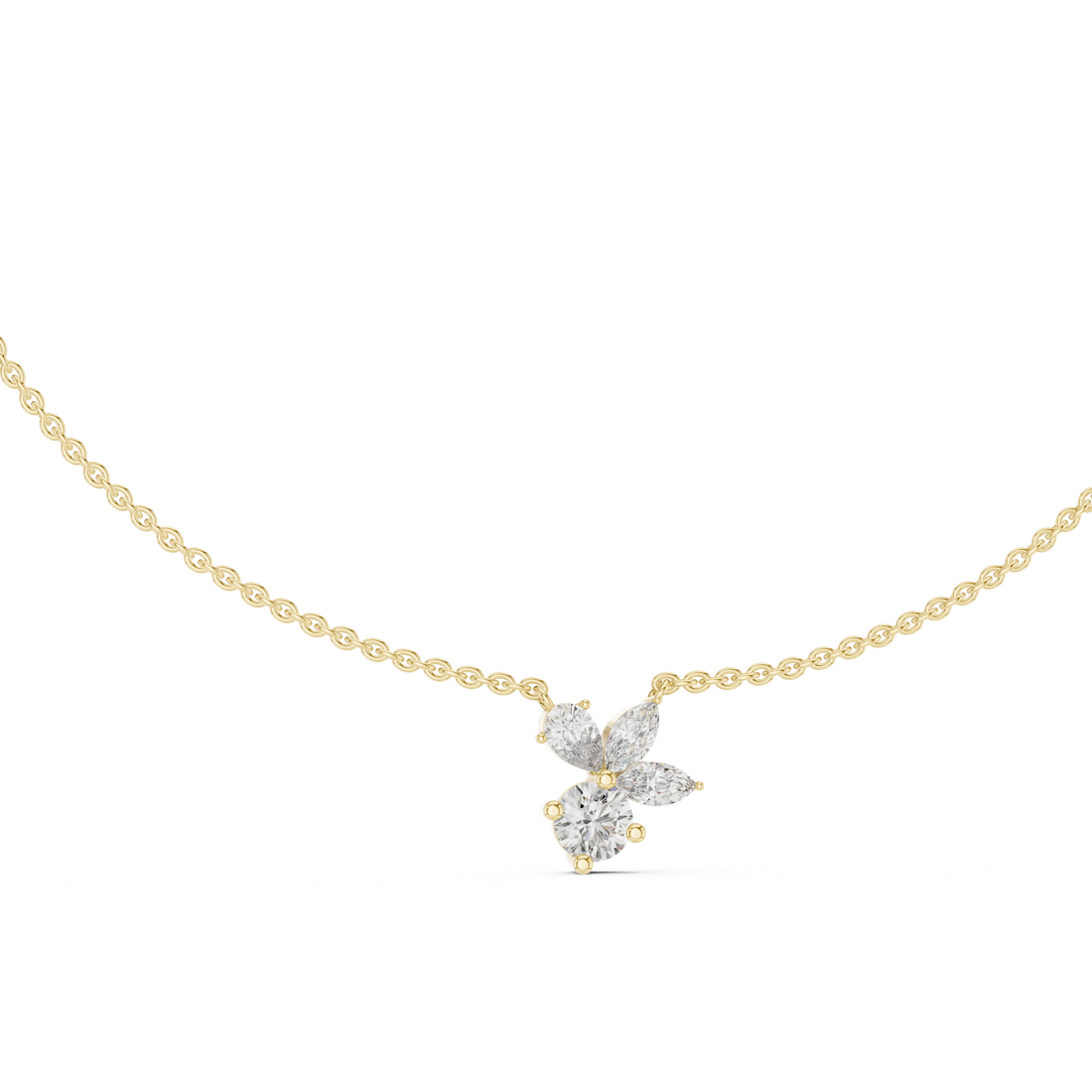 Petal Cluster Dainty Diamond Necklace