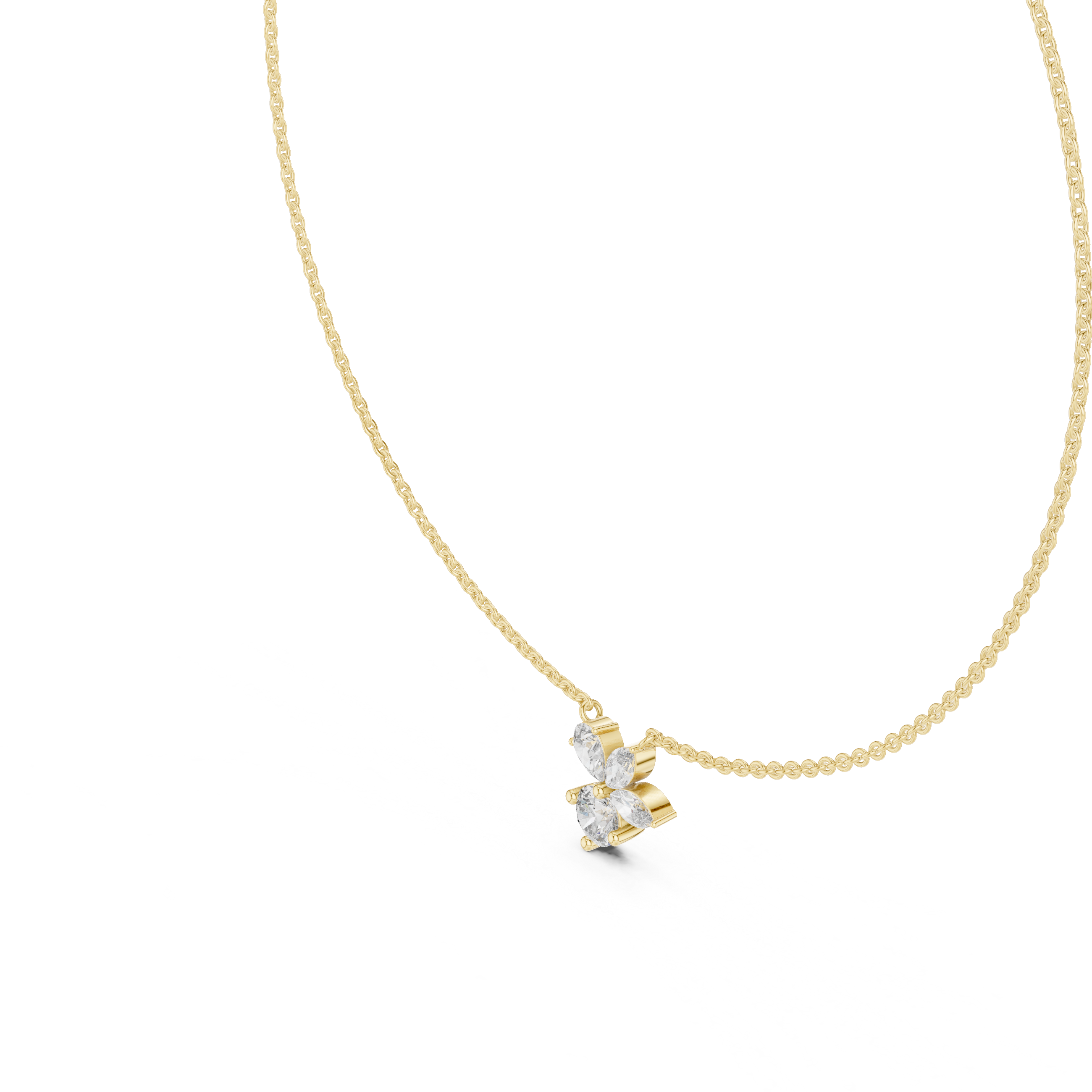 Petal Cluster Dainty Diamond Necklace