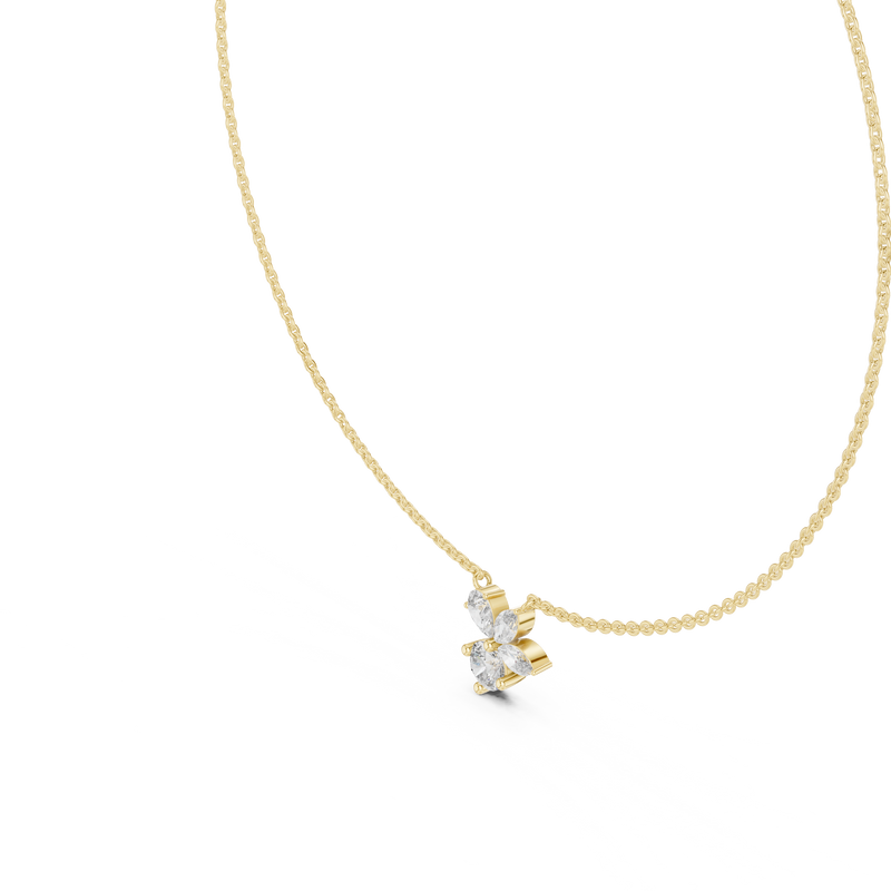 Petal Cluster Dainty Diamond Necklace