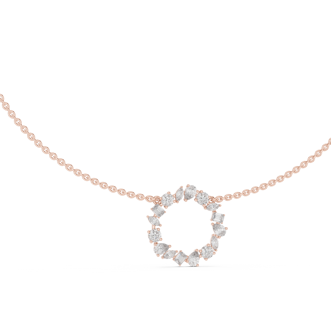 Mixed Cut Diamond Wreath Necklace