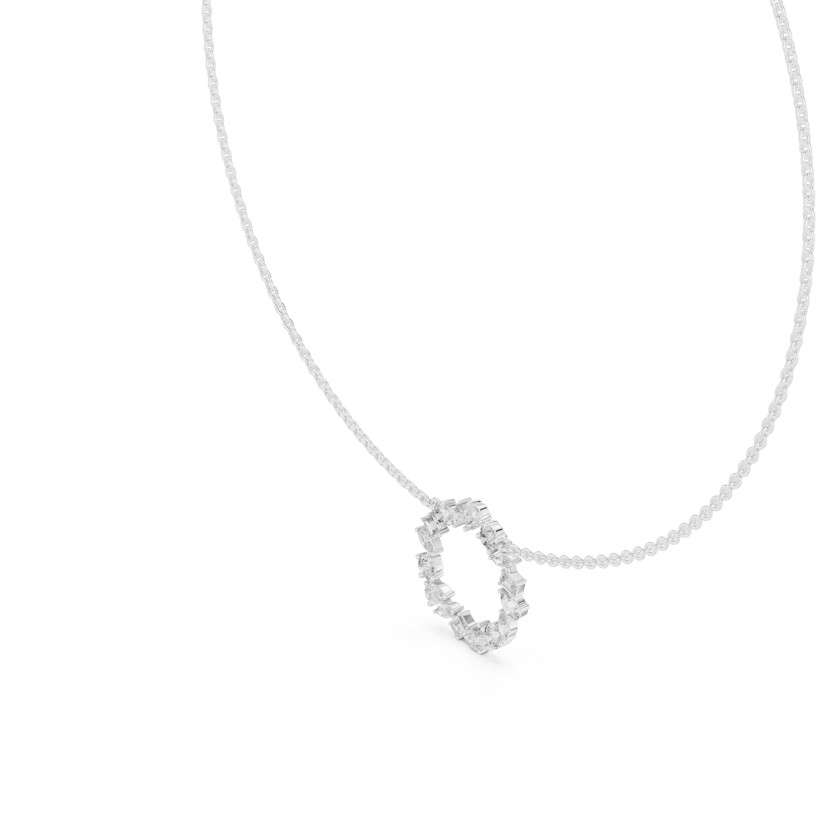 Mixed Cut Diamond Wreath Necklace