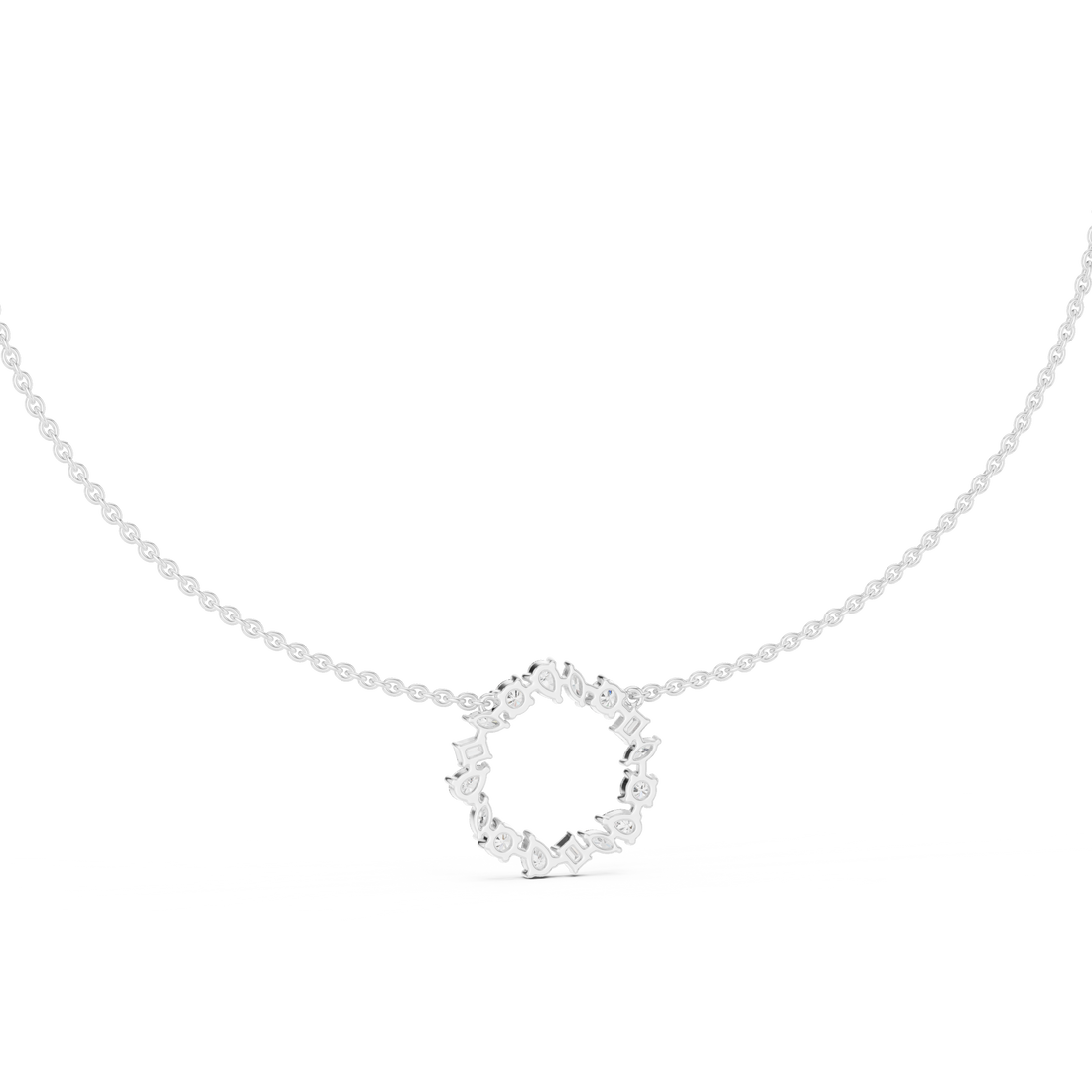 Mixed Cut Diamond Wreath Necklace