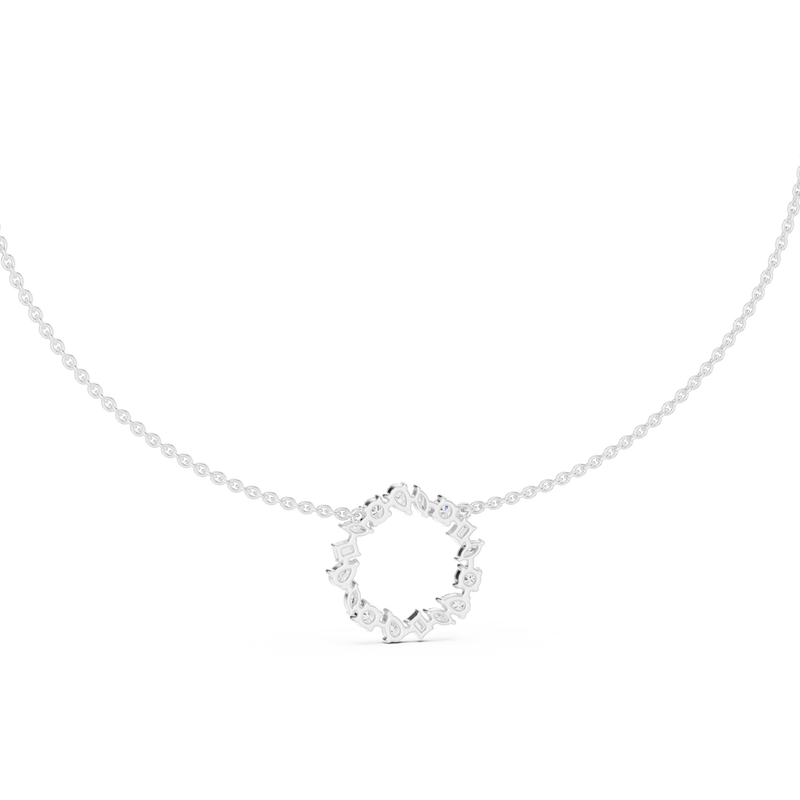 Mixed Cut Diamond Wreath Necklace