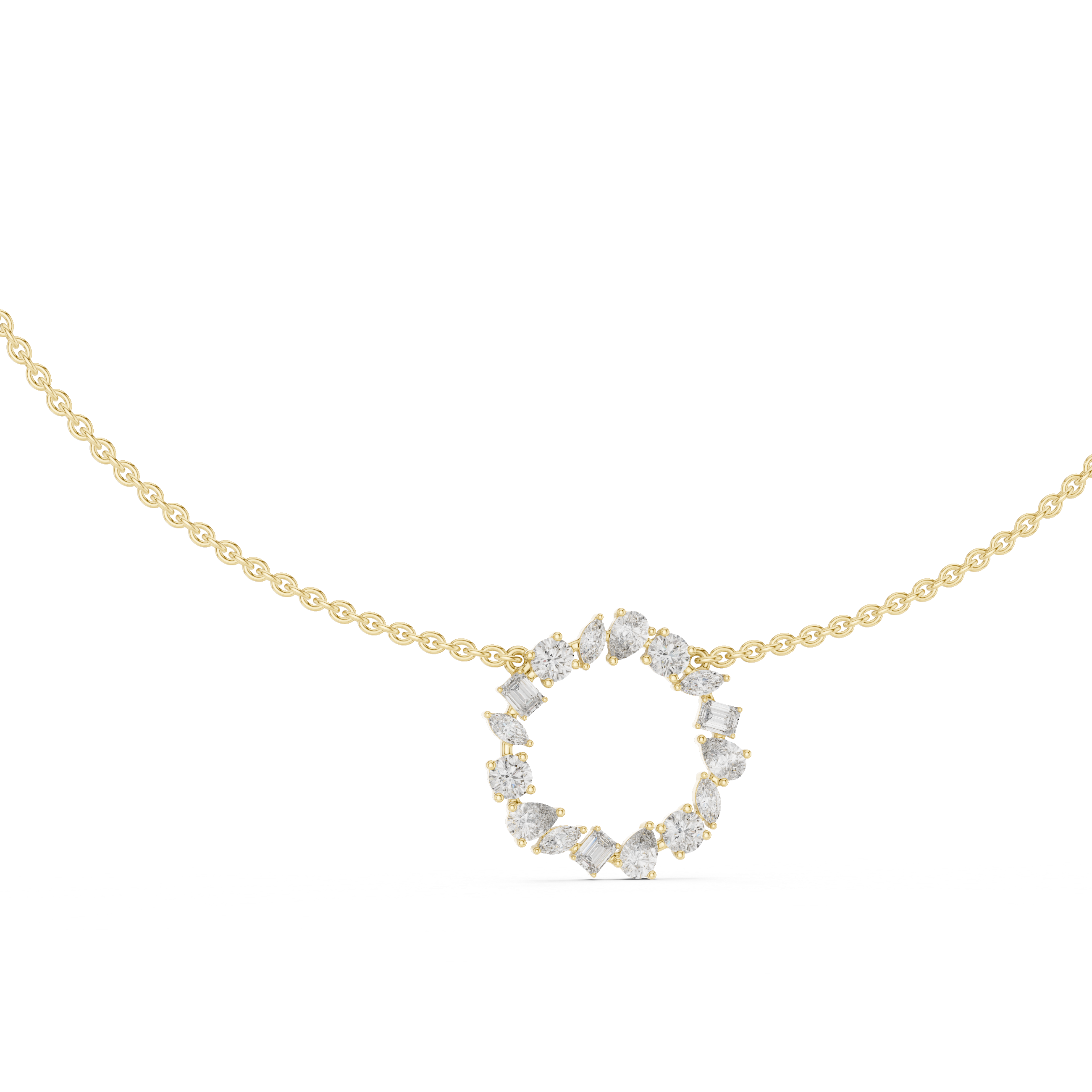 Mixed Cut Diamond Wreath Necklace