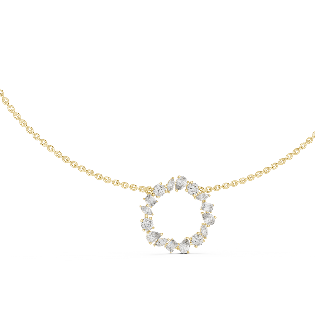 Mixed Cut Diamond Wreath Necklace