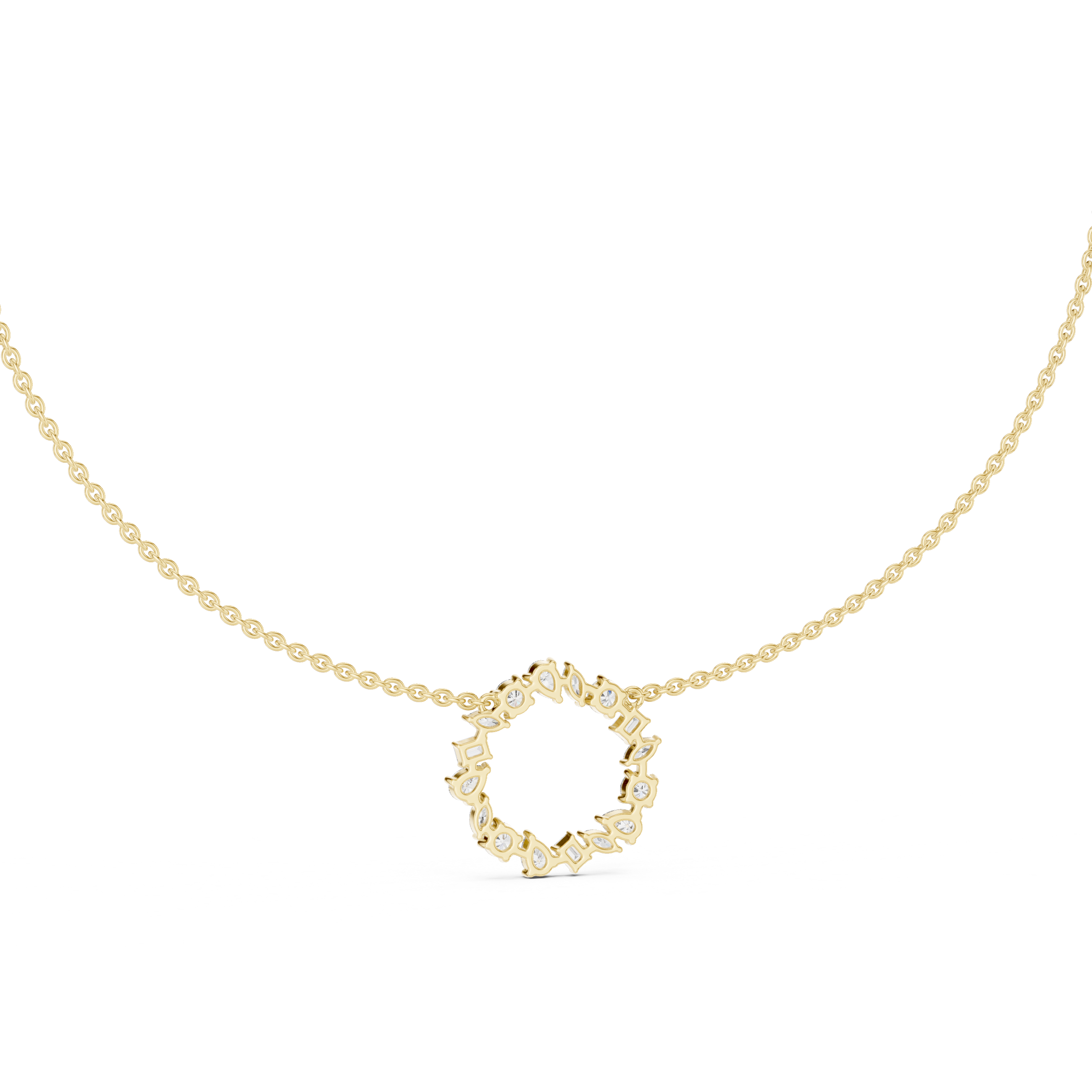 Mixed Cut Diamond Wreath Necklace