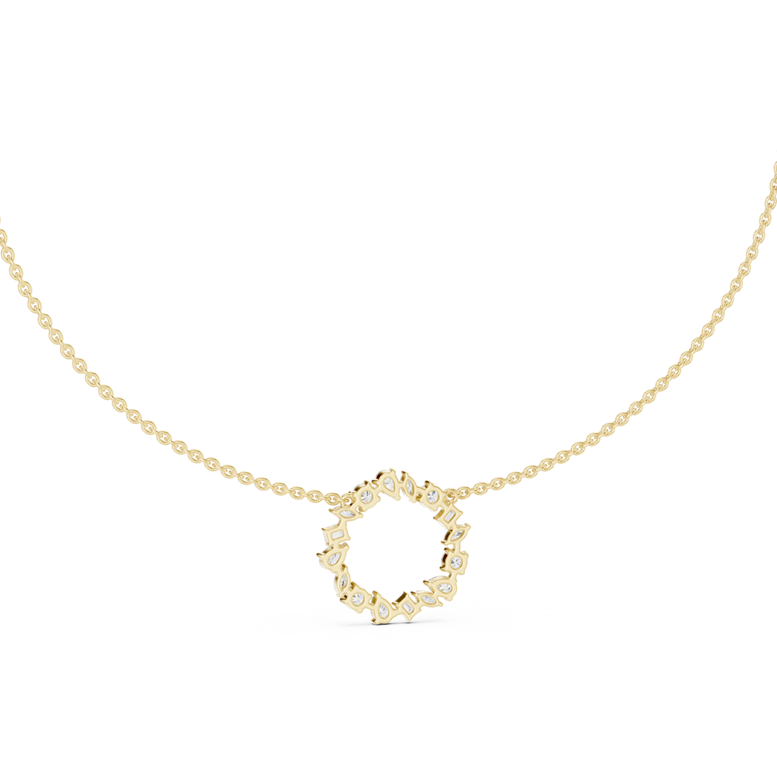 Mixed Cut Diamond Wreath Necklace