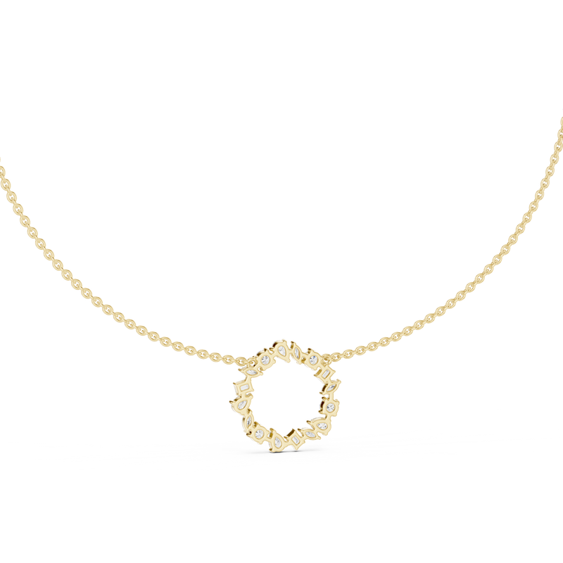 Mixed Cut Diamond Wreath Necklace