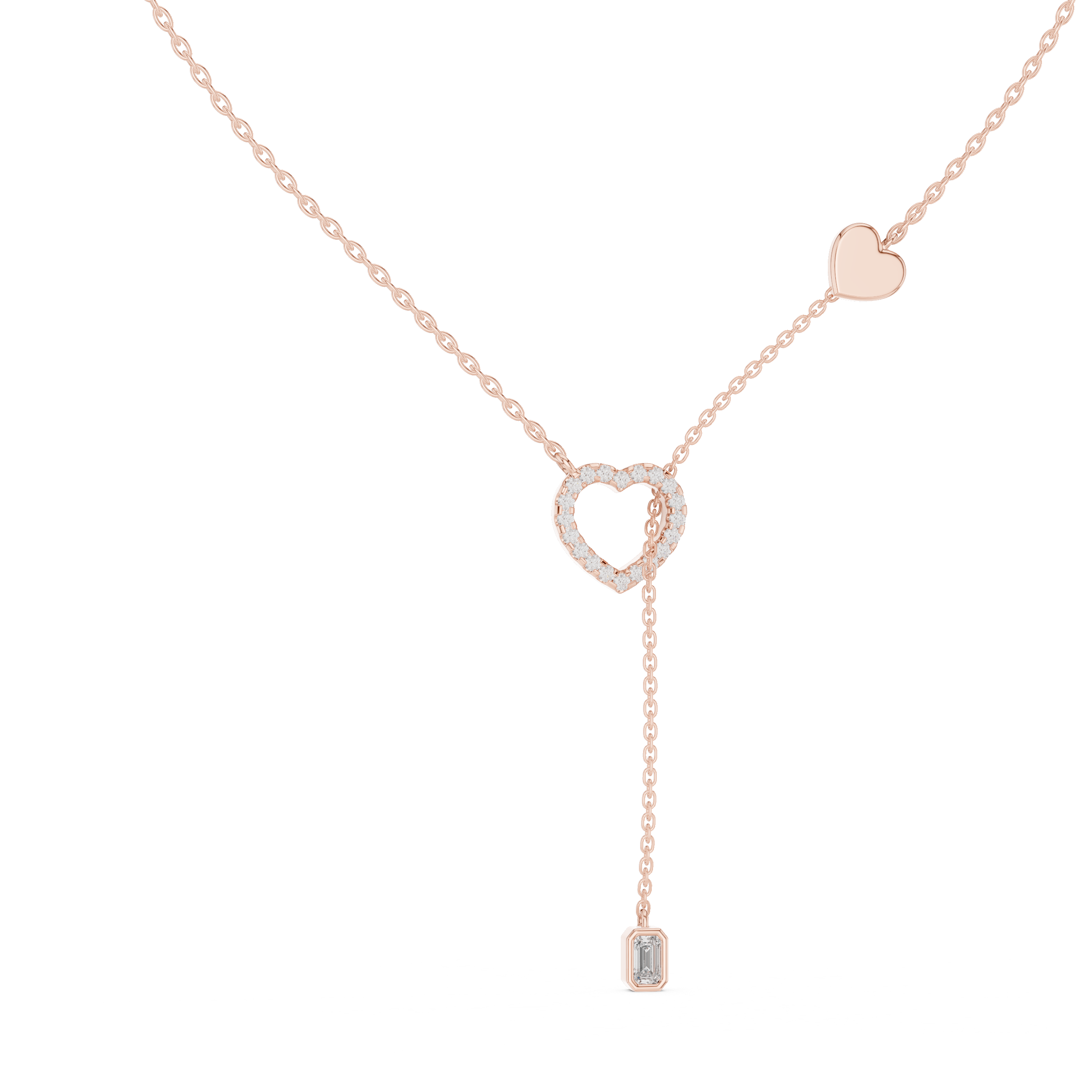 Pave Diamond Halo Open Heart Necklace