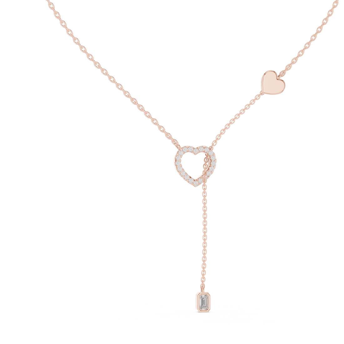 Pave Diamond Halo Open Heart Necklace