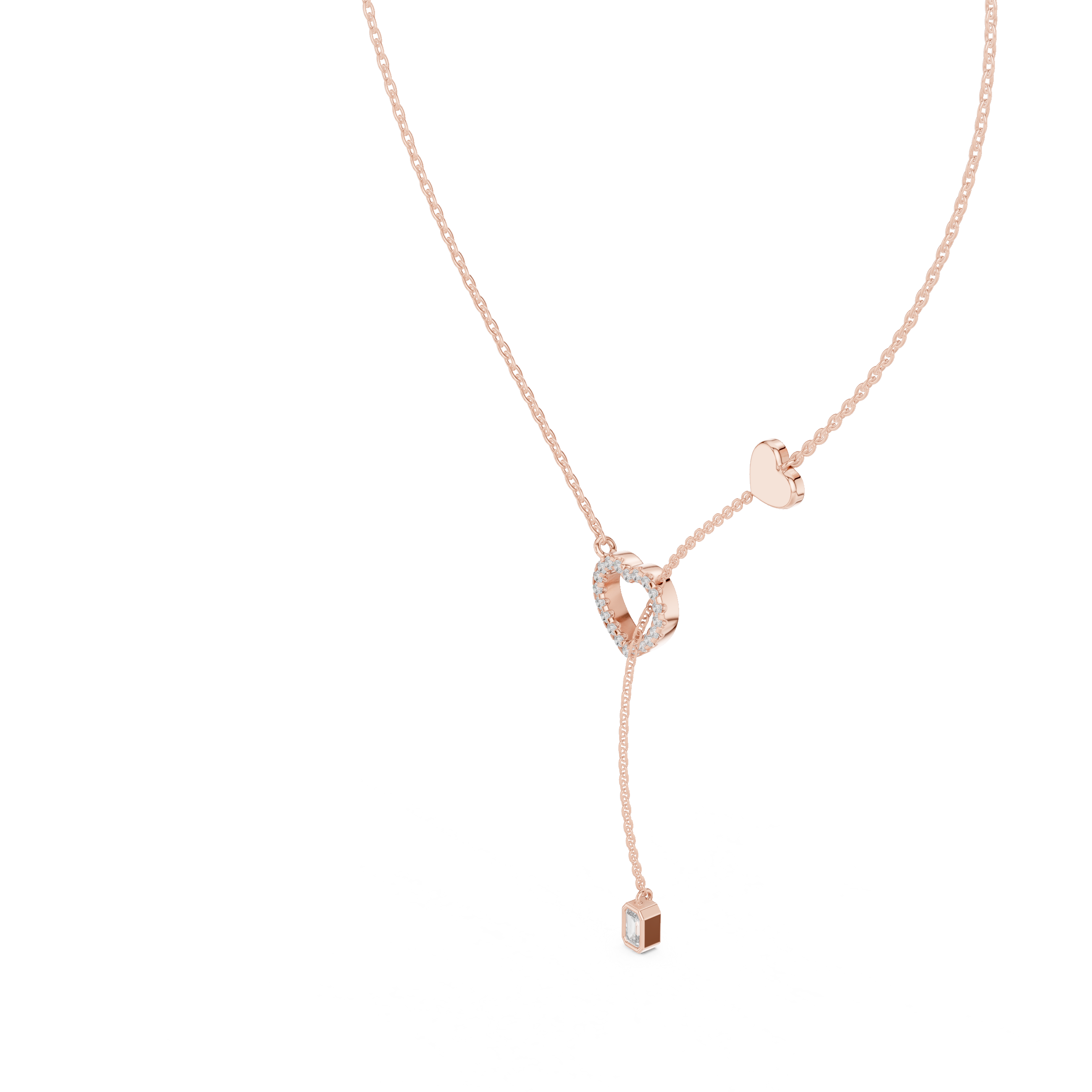 Pave Diamond Halo Open Heart Necklace
