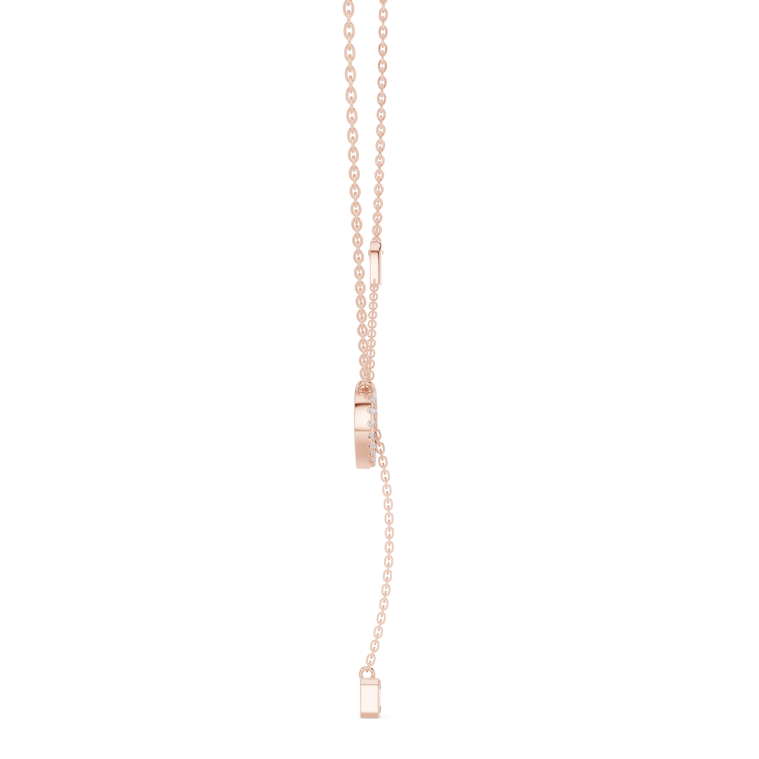 Pave Diamond Halo Open Heart Necklace