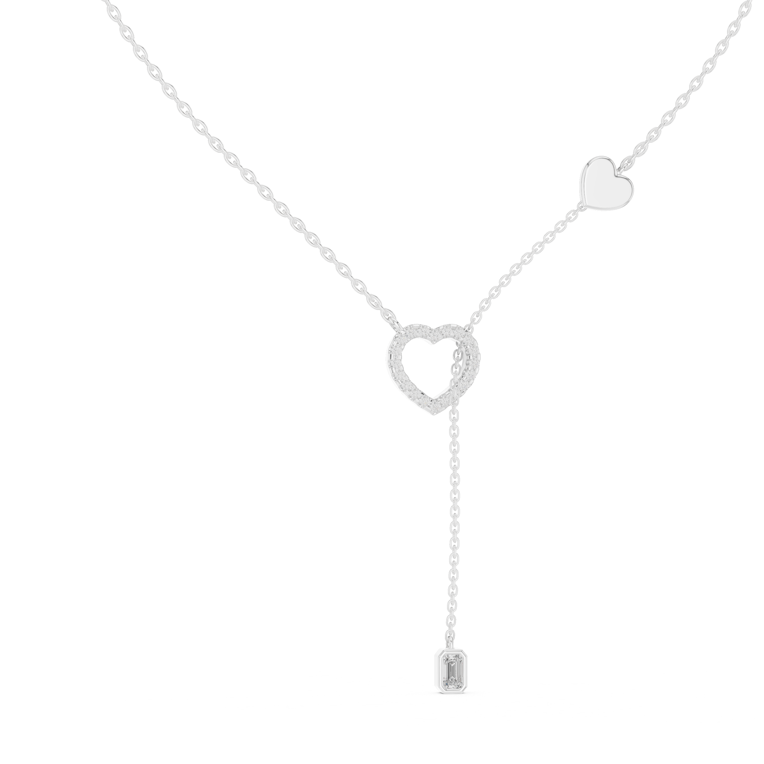 Pave Diamond Halo Open Heart Necklace