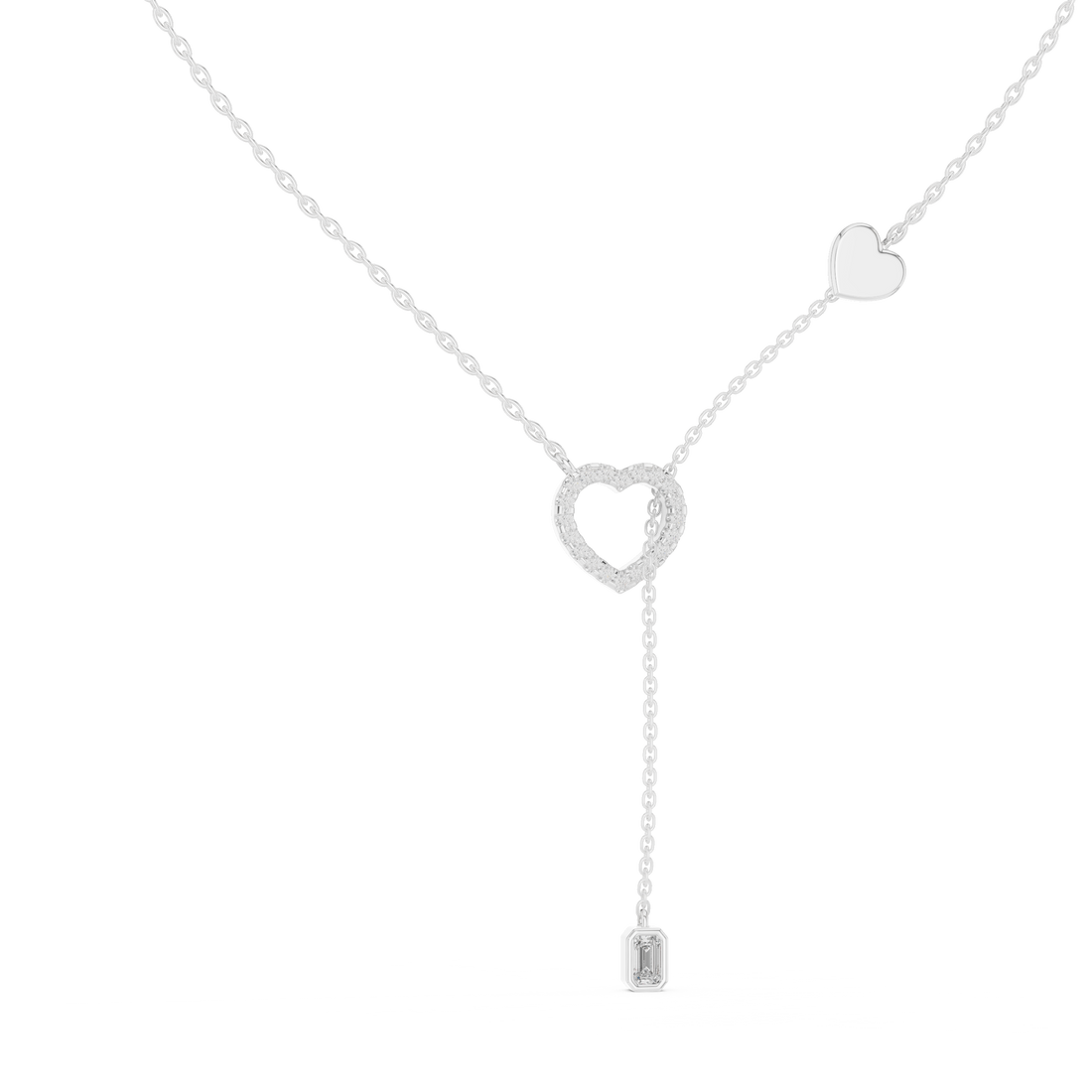Pave Diamond Halo Open Heart Necklace