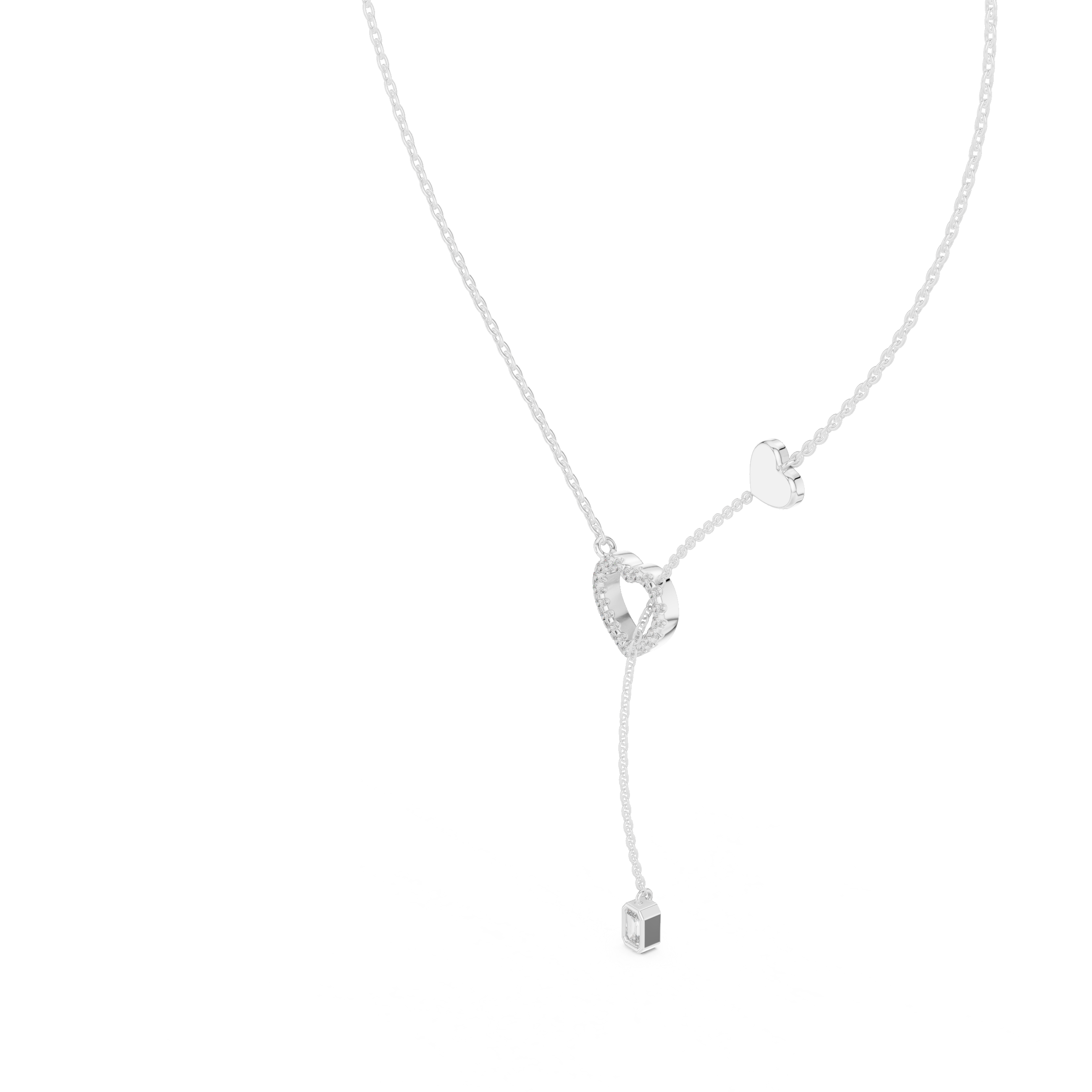 Pave Diamond Halo Open Heart Necklace