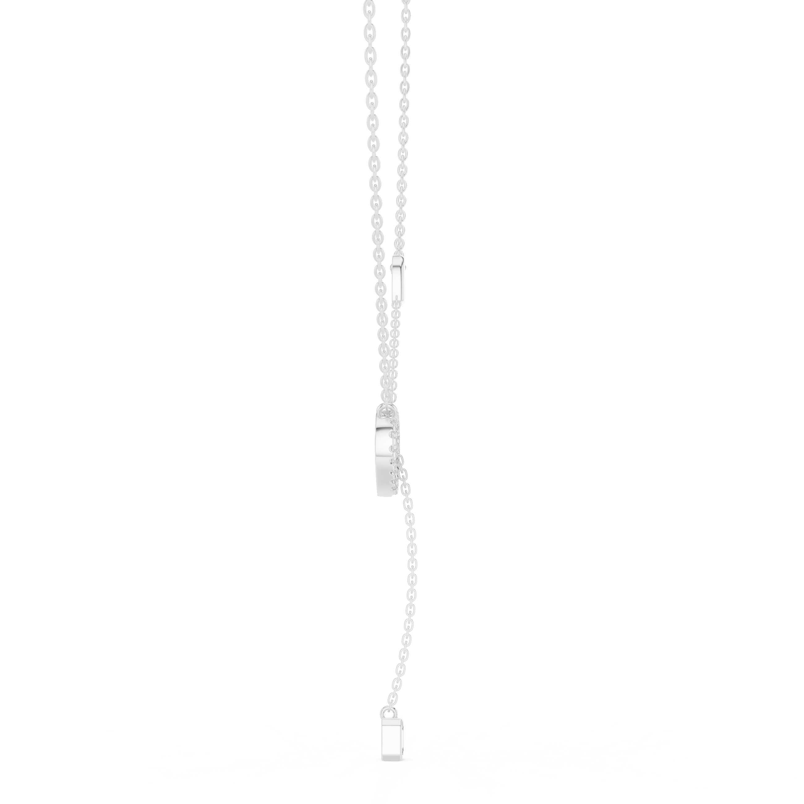 Pave Diamond Halo Open Heart Necklace