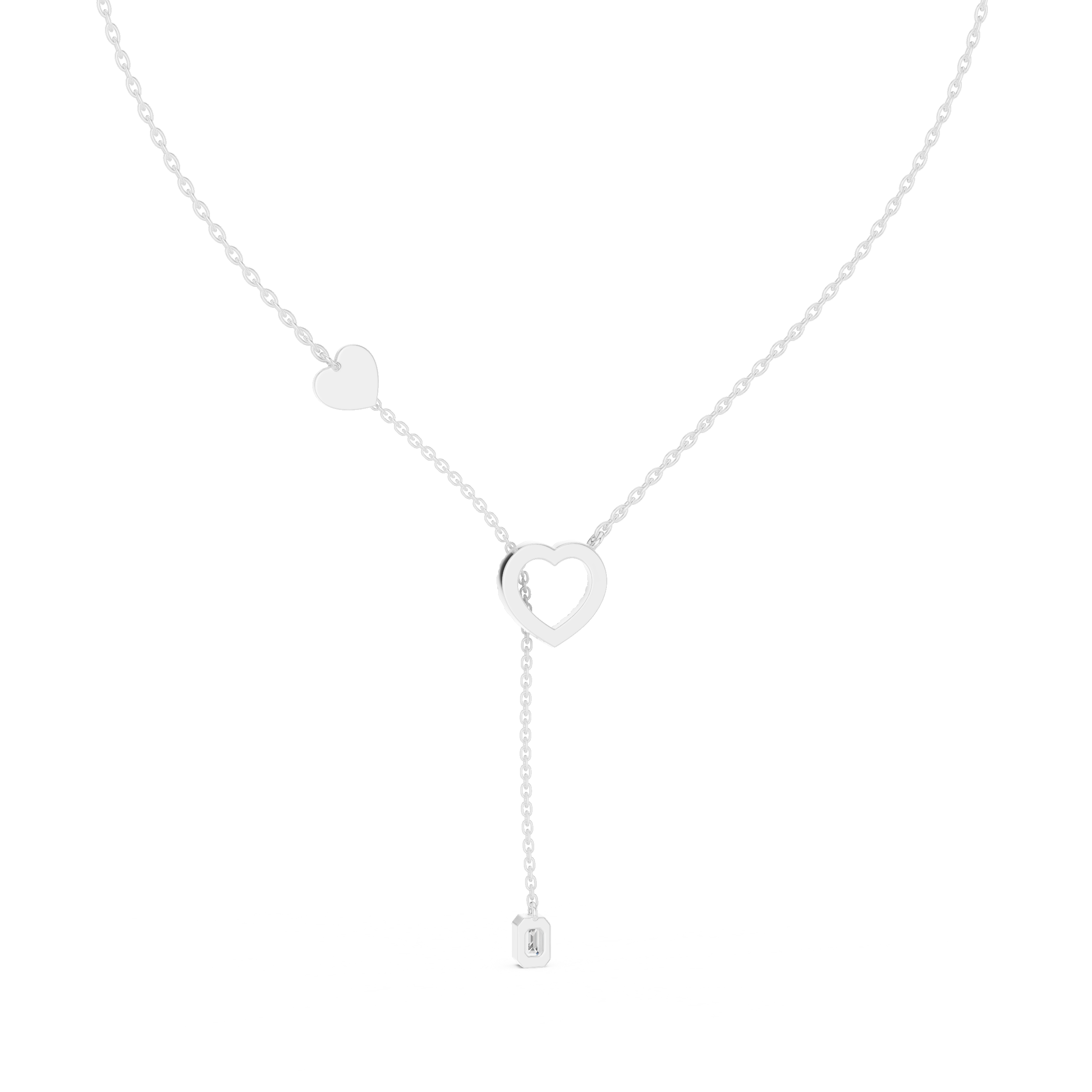 Pave Diamond Halo Open Heart Necklace