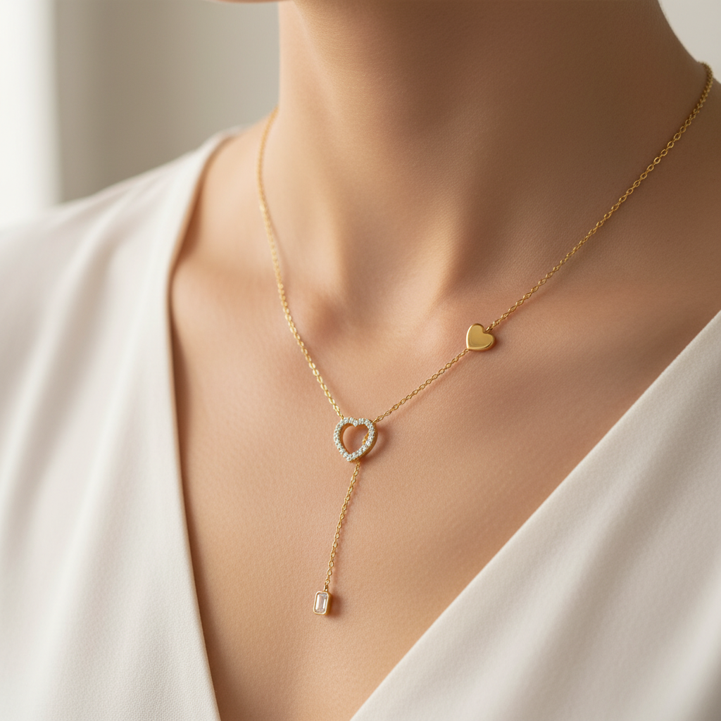 Pave Diamond Halo Open Heart Necklace