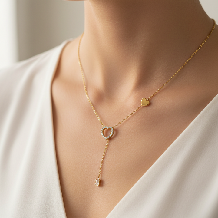 Pave Diamond Halo Open Heart Necklace