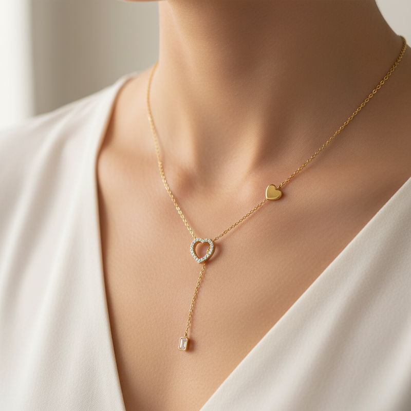 Pave Diamond Halo Open Heart Necklace